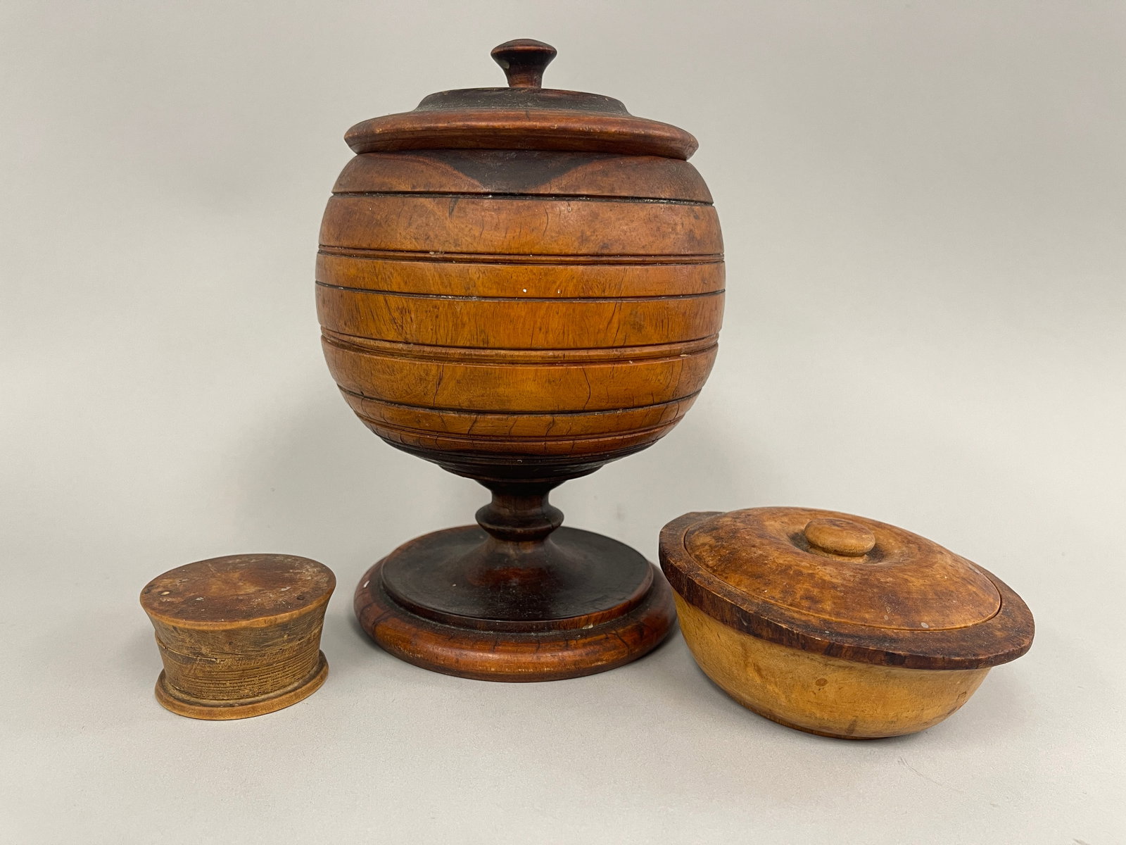 TREENWARE COVERED JAR , TWO OTHERS - 9
