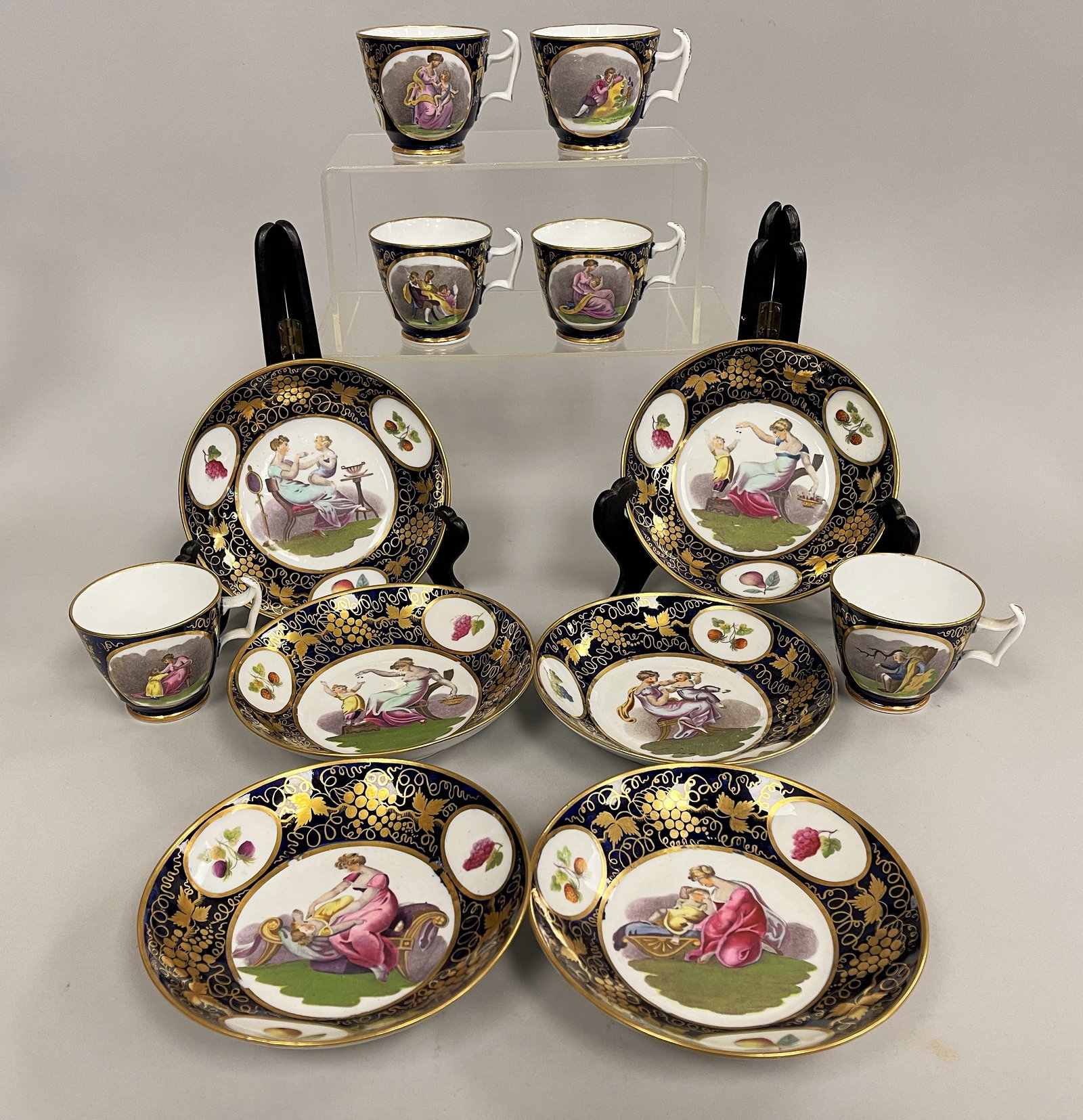 E. NEW HAUL 1815-1820 CUPS SAUCERS: E. NEW HAUL 1815-1820 CUPS SAUCERS