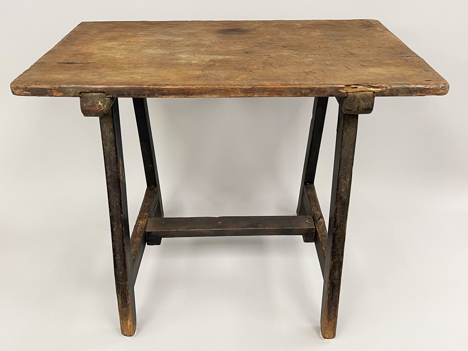 LOVELY SMALL TABLE IN OLD BLACK RED PAINT: LOVELY SMALL TABLE IN OLD BLACK RED PAINT 16" X 24" X 20"