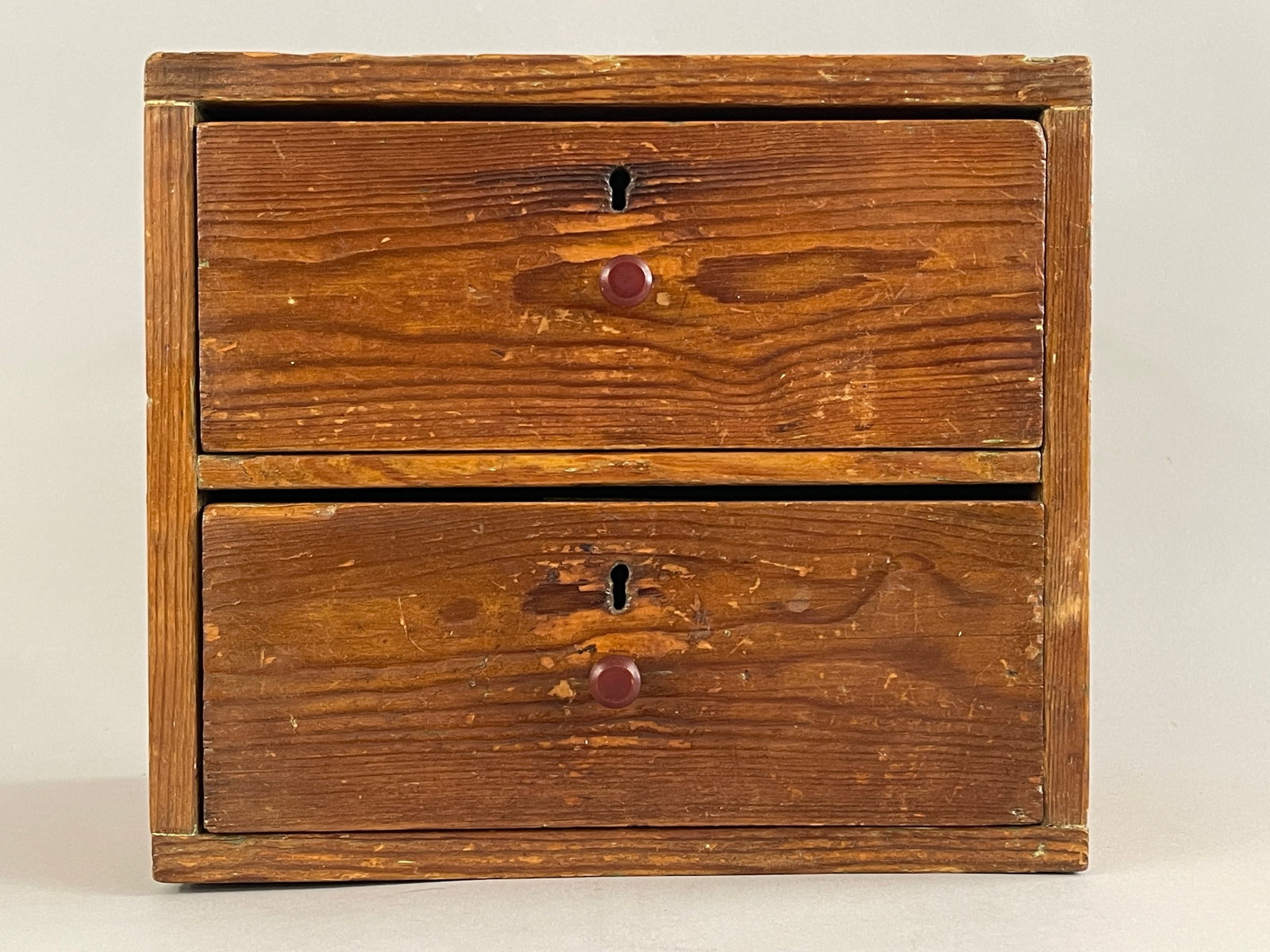 19TH C PINE 2 DRAWER,DOVETAILED CASE - 2