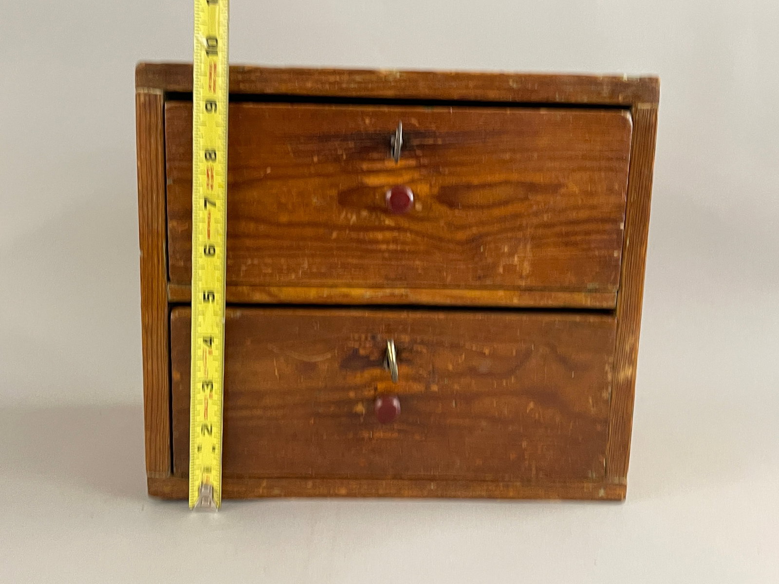 19TH C PINE 2 DRAWER,DOVETAILED CASE - 7