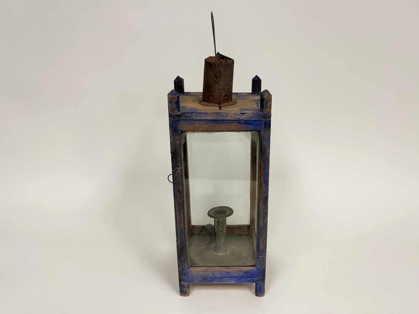 BLUE PAINTED LANTERN 19THC - 4