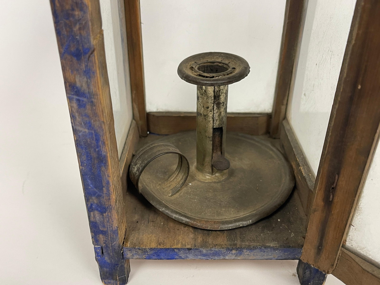 BLUE PAINTED LANTERN 19THC - 7