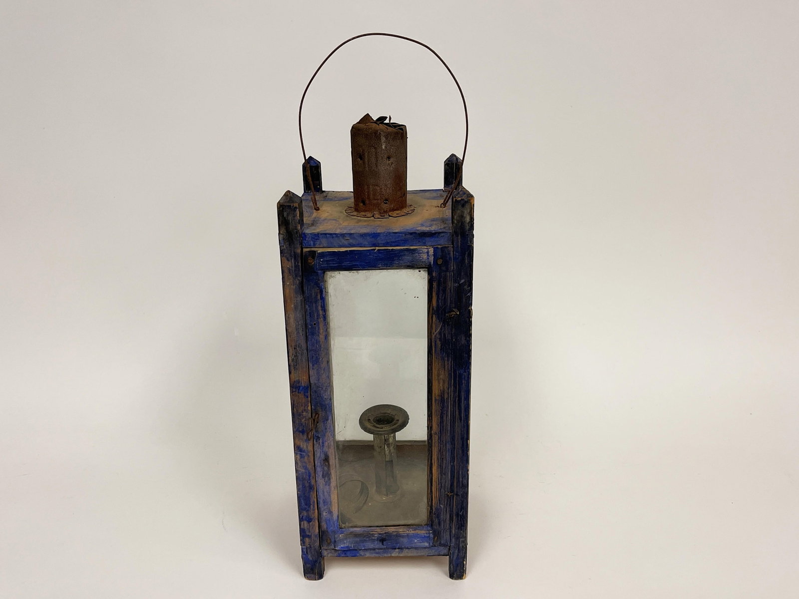 BLUE PAINTED LANTERN 19THC - 8