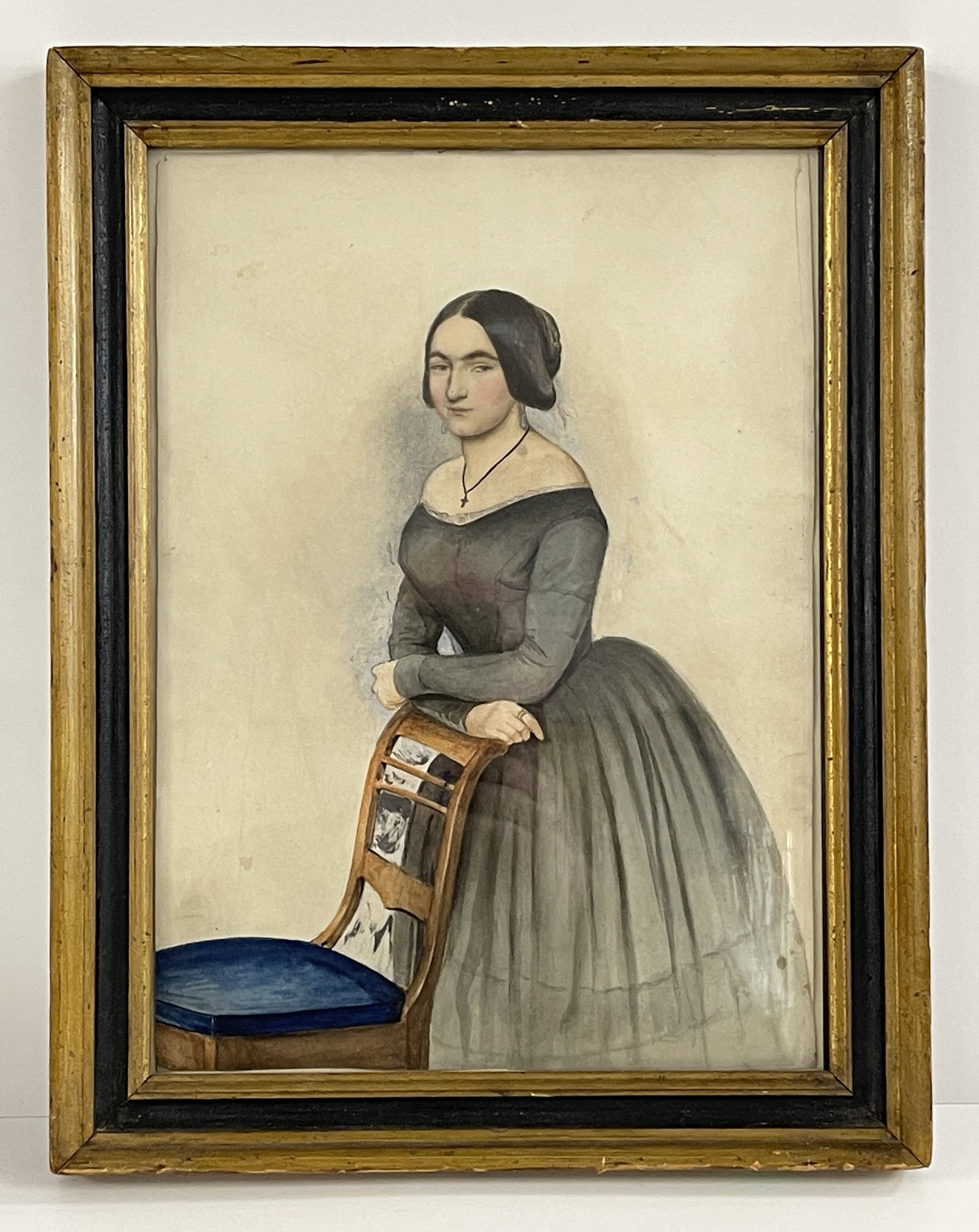 19THC WATERCOLOR PORTRAIT OF WOMAN: 19THC WATERCOLOR PORTRAIT OF WOMAN 1835 14" X 18"