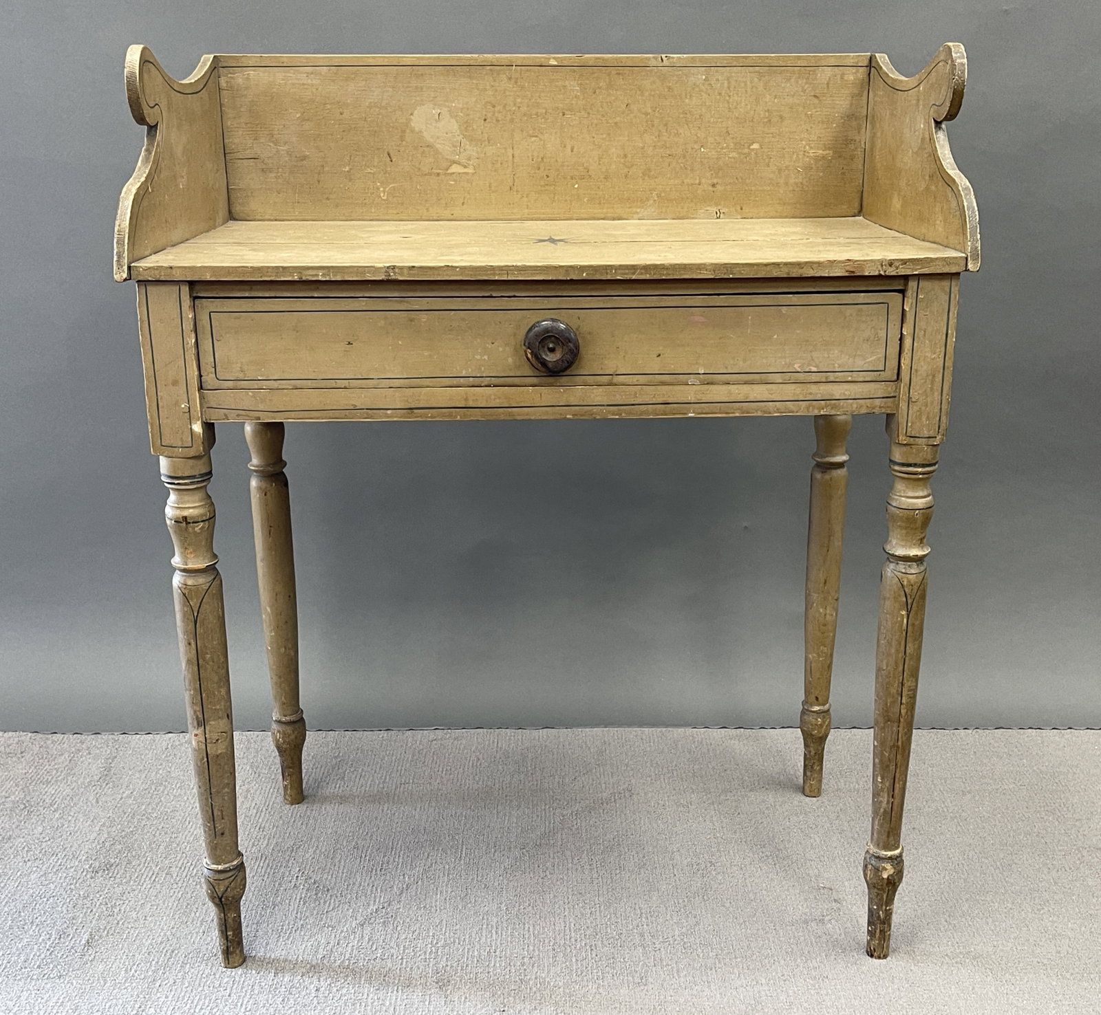 PAINTED WASHSTAND BLUE PIN STRIPING: PAINTED WASHSTAND BLUE PIN STRIPING