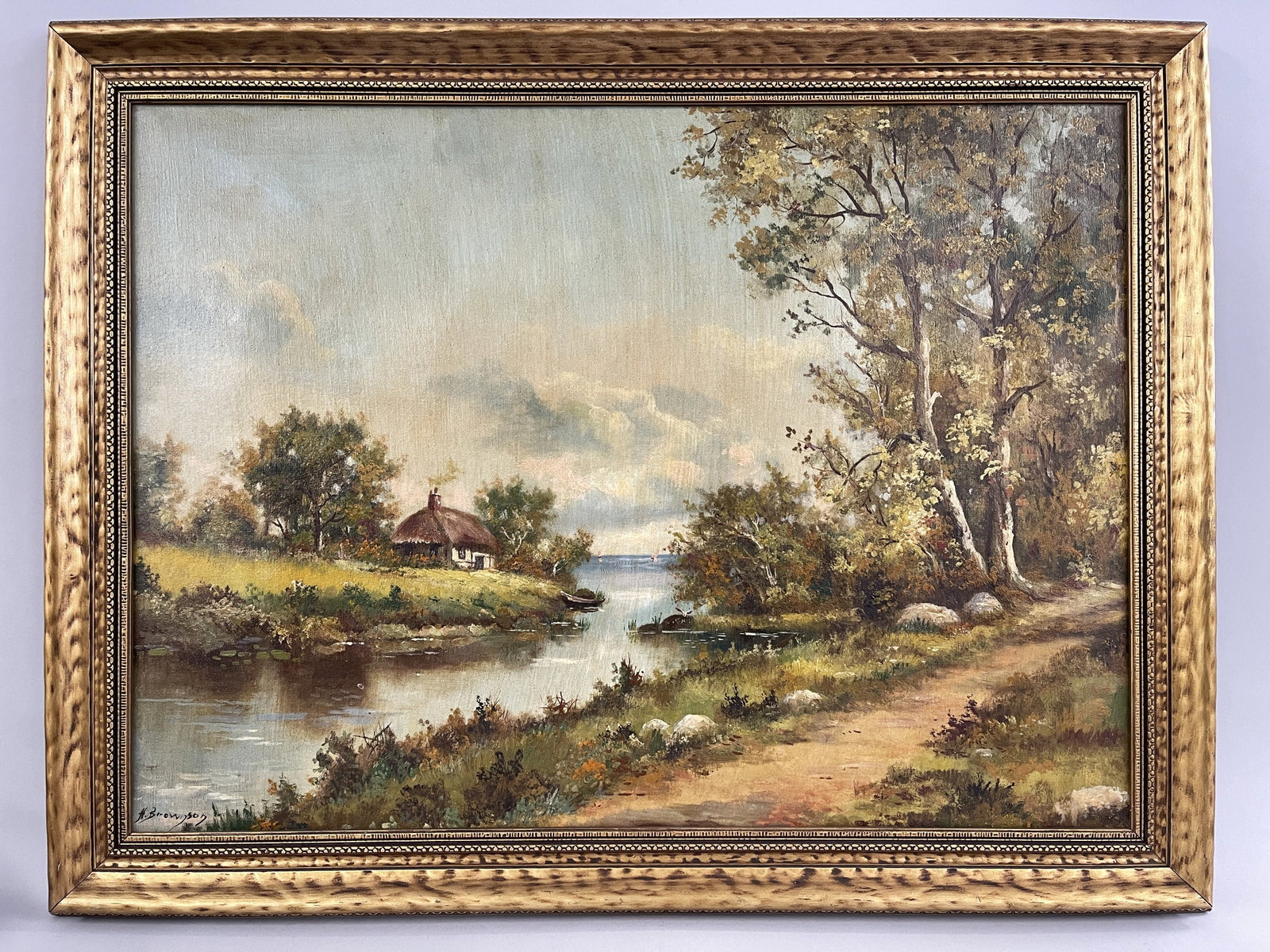 LARGE O/C PAINTING SIGNED LL H BROWNSON RIVER (1 of 4)