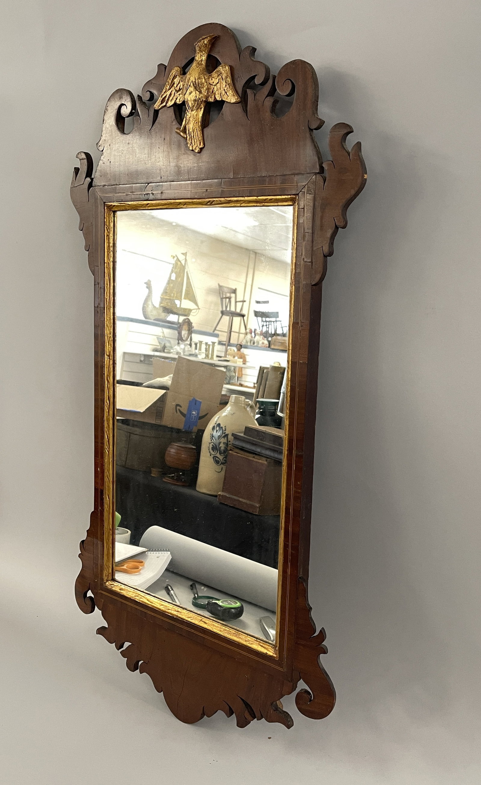 CHIPPENDALE MIRROR WITH EAGLE - 2