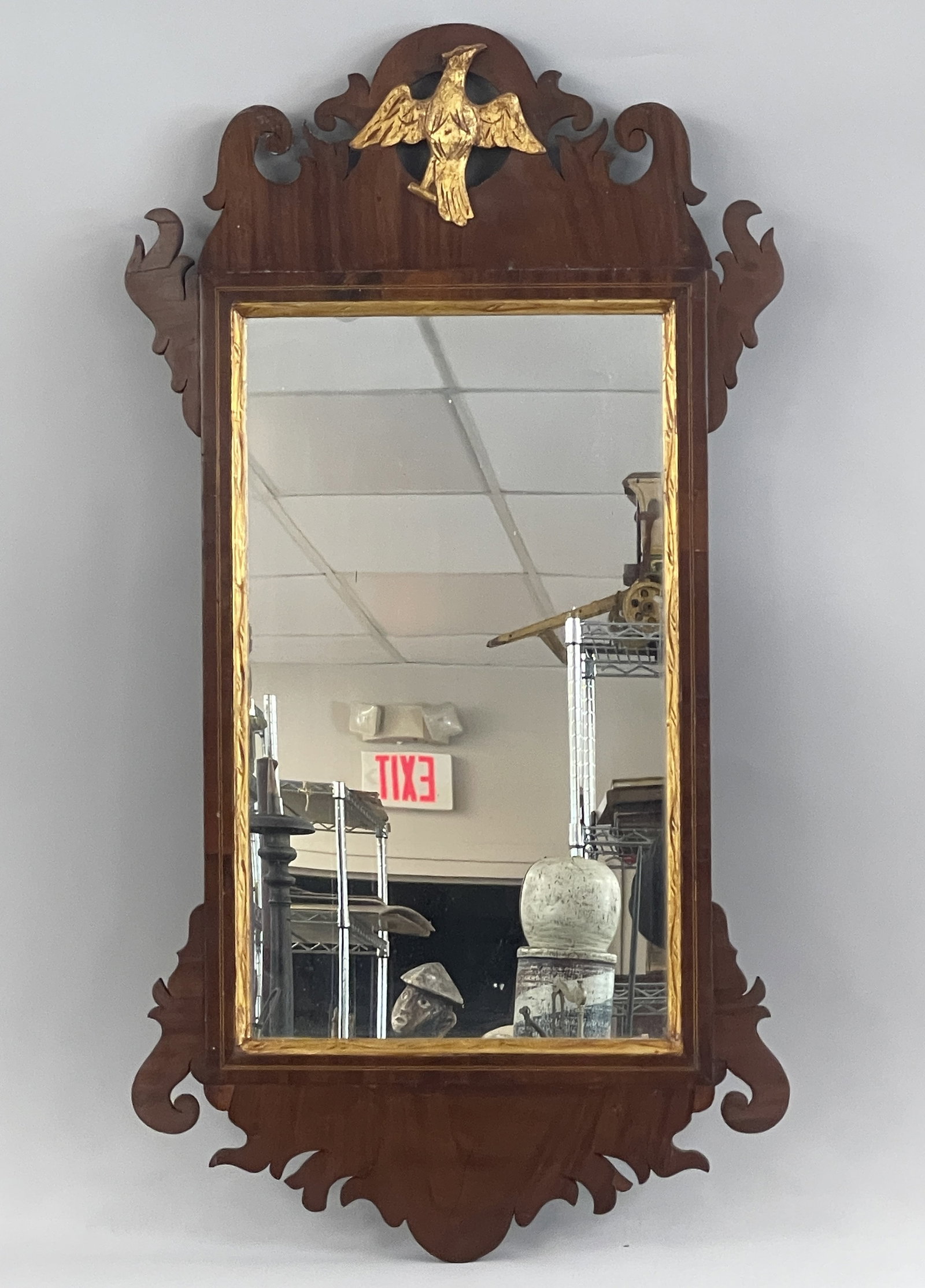 CHIPPENDALE MIRROR WITH EAGLE - 4