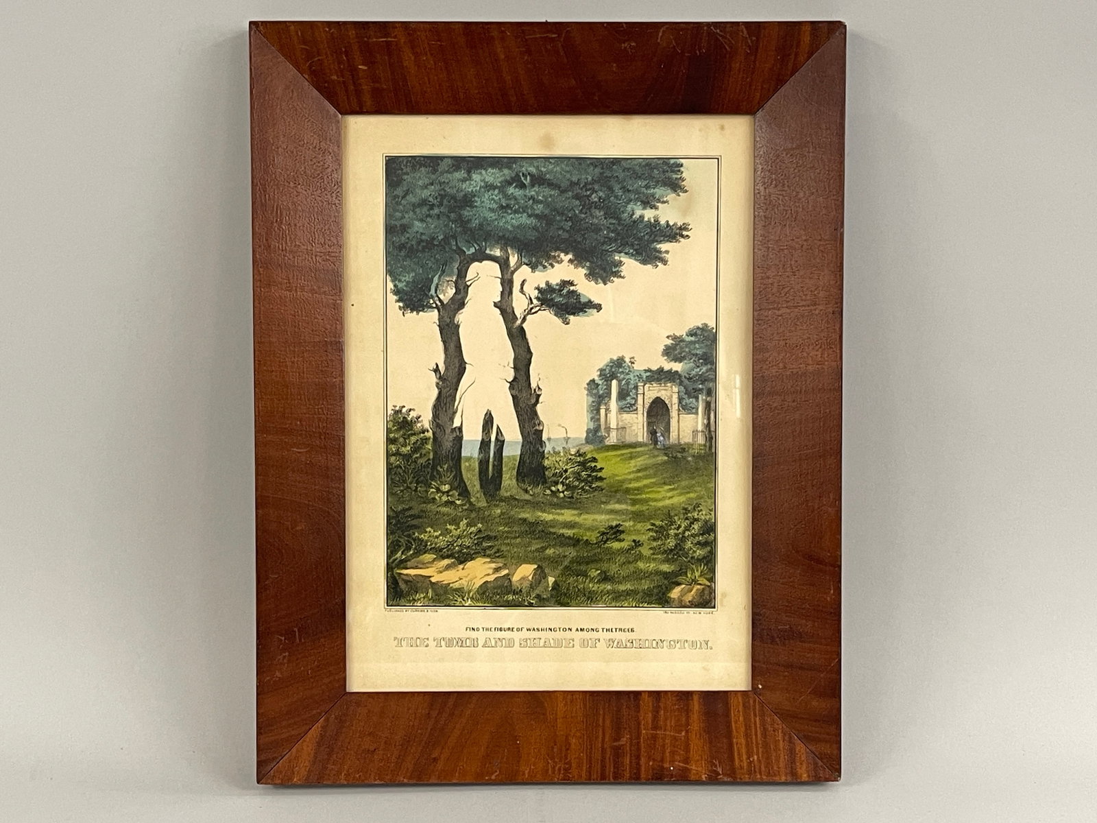 CURRIER AND IVES TOMB AND SHADE OF WASHINGTON: CURRIER AND IVES TOMB AND SHADE OF WASHINGTON 14" X 18"