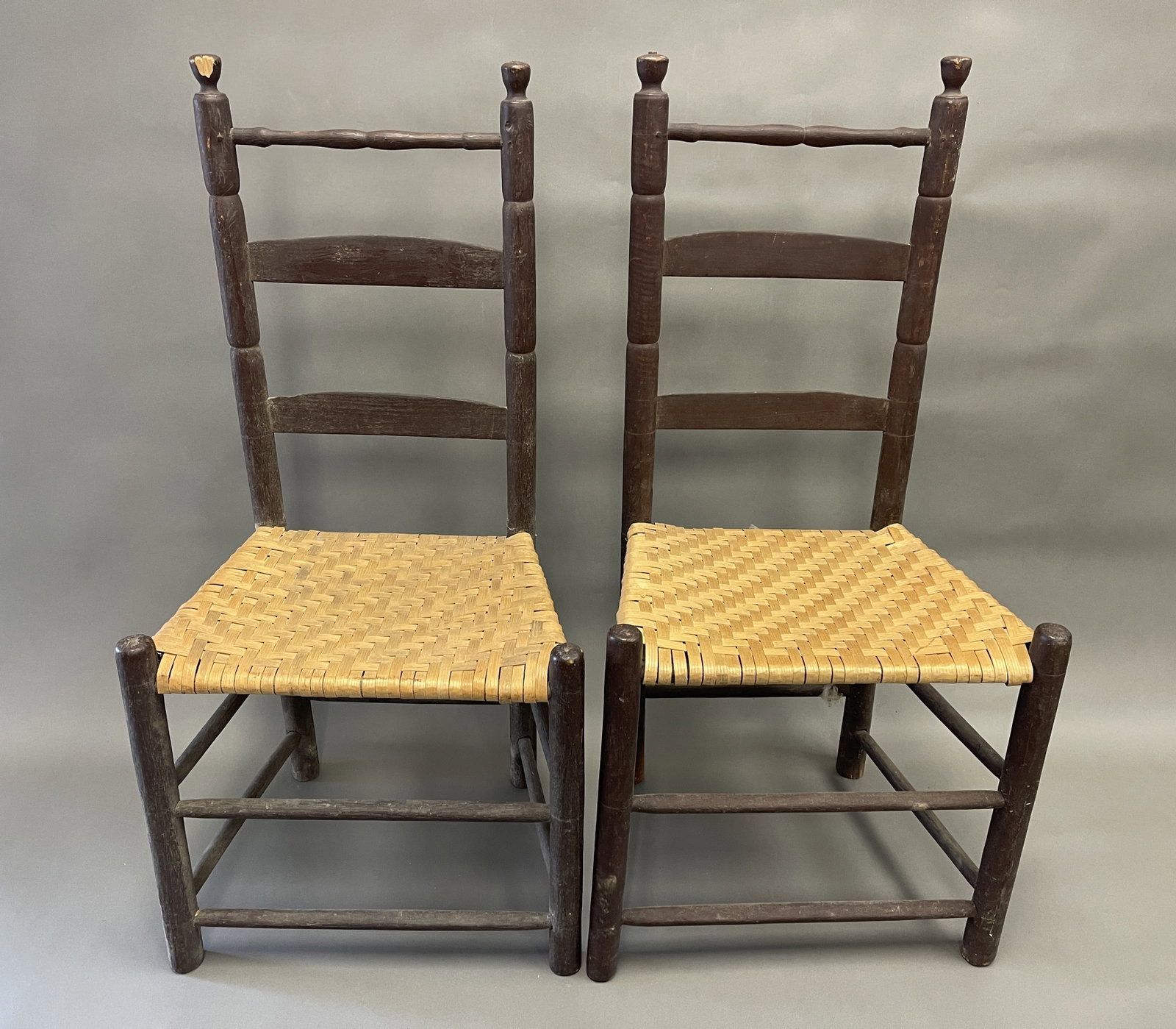 RARE PAIR OF TOP RAIL TWO SLAT SIDE CHAIRS (1 of 3)