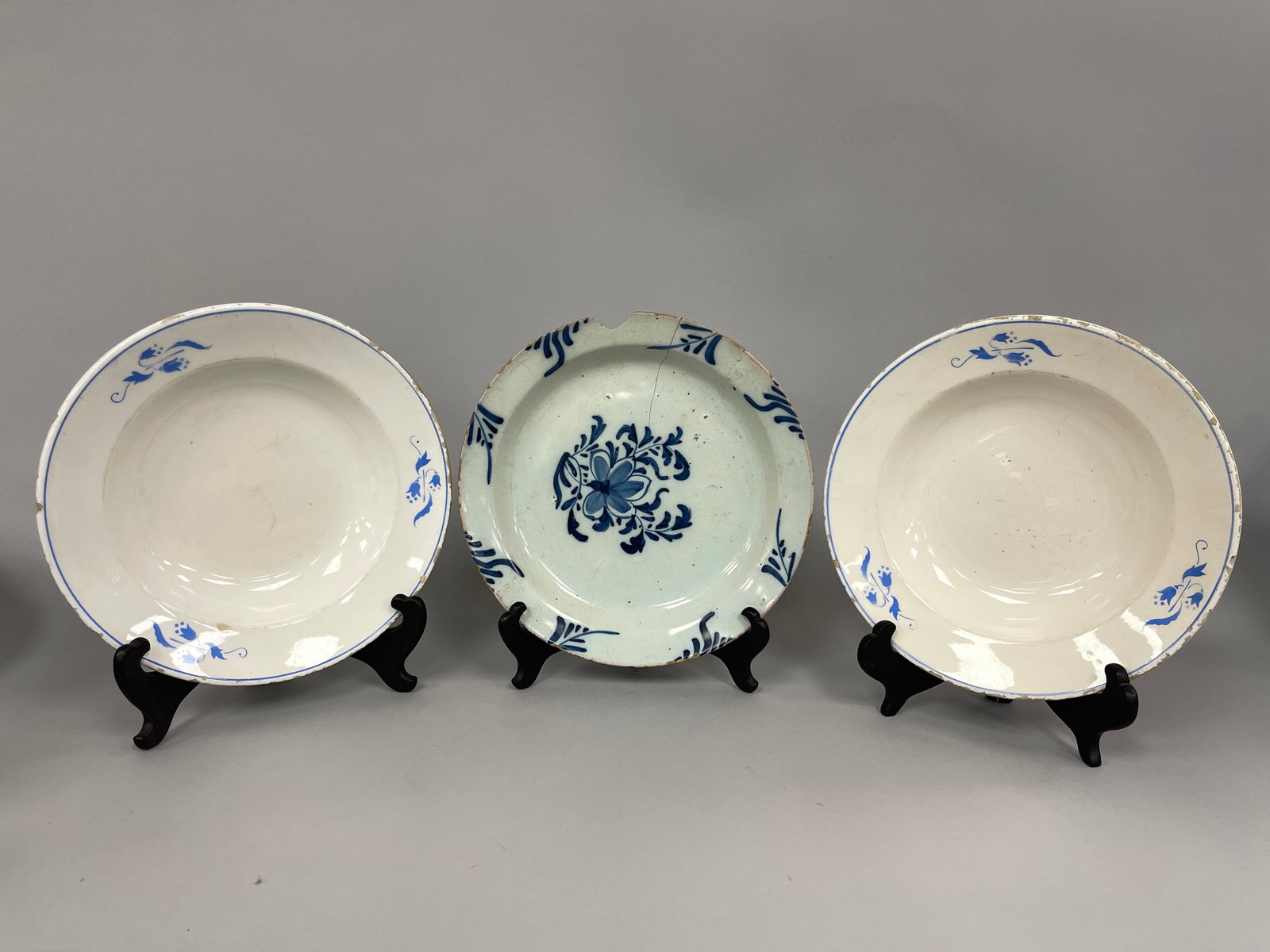 18TH CENTURY DUTCH DELFT PLATE, TWO DELFT SOUP BOWLS (1 of 4)