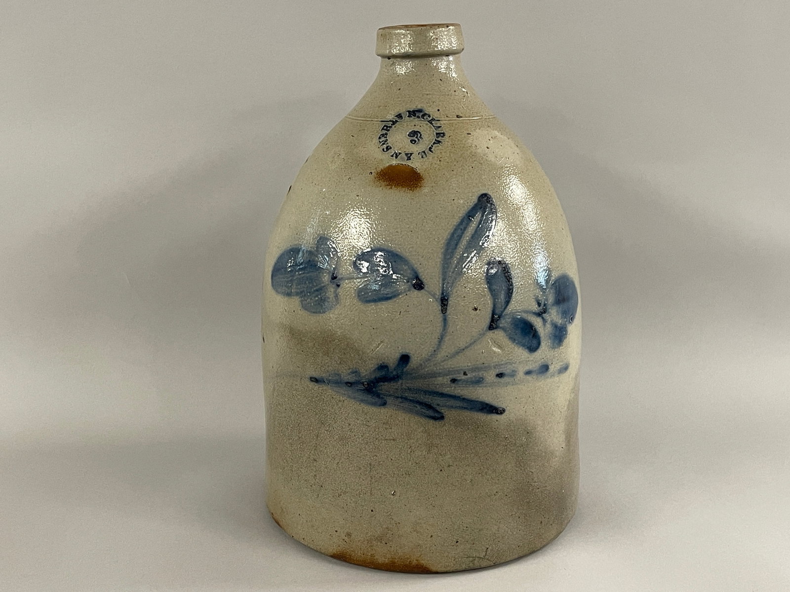 STONEWARE JUG N.CLARK JR M ATHENS NY 1843-1884: STONEWARE JUG N.CLARK JR M ATHENS NY 1843-1884