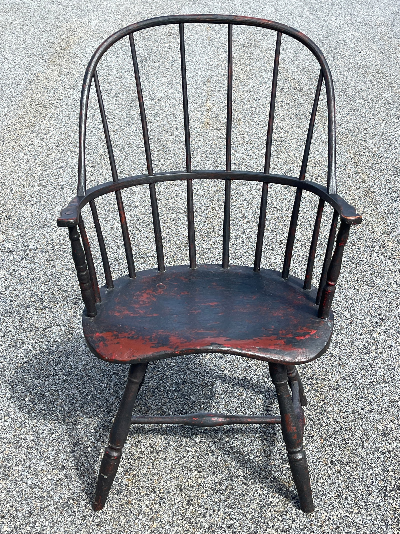 EARLY PAINTED BOW BACK WINDSOR ARMCHAIR (1 of 5)