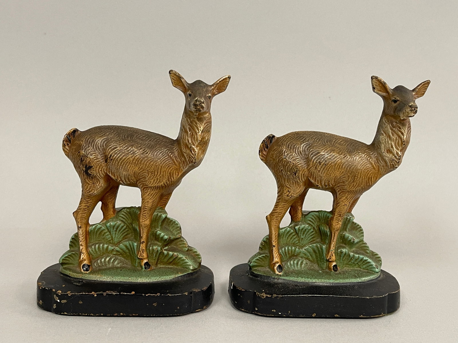 COLD PAINTED CAST IRON DEER BOOKENDS (1 of 4)
