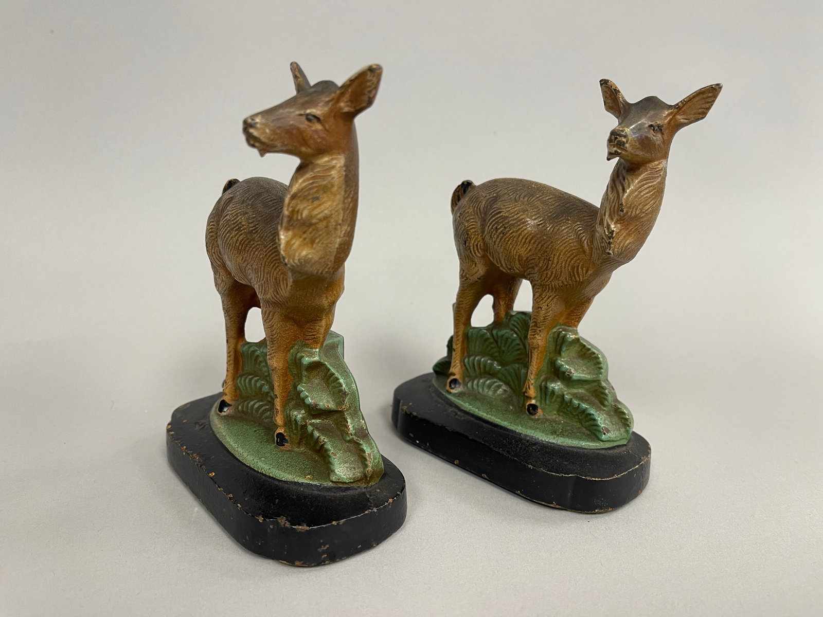 COLD PAINTED CAST IRON DEER BOOKENDS - 2