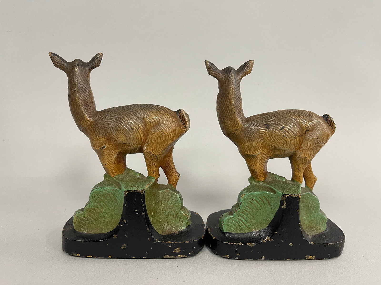 COLD PAINTED CAST IRON DEER BOOKENDS - 3