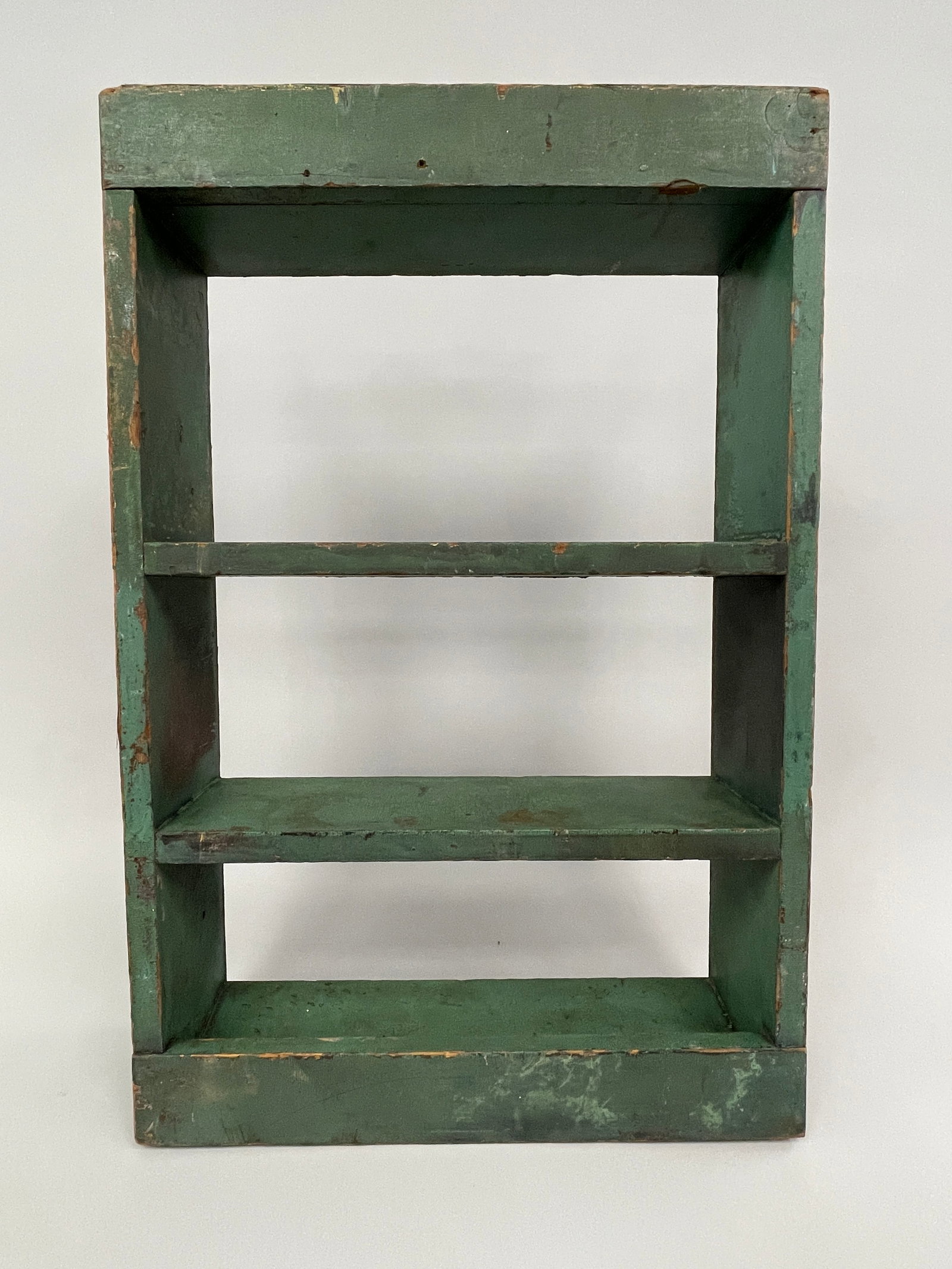 PAINTED WALL SHELF OLD ORIGINAL SEA GREEN PAINT (1 of 5)