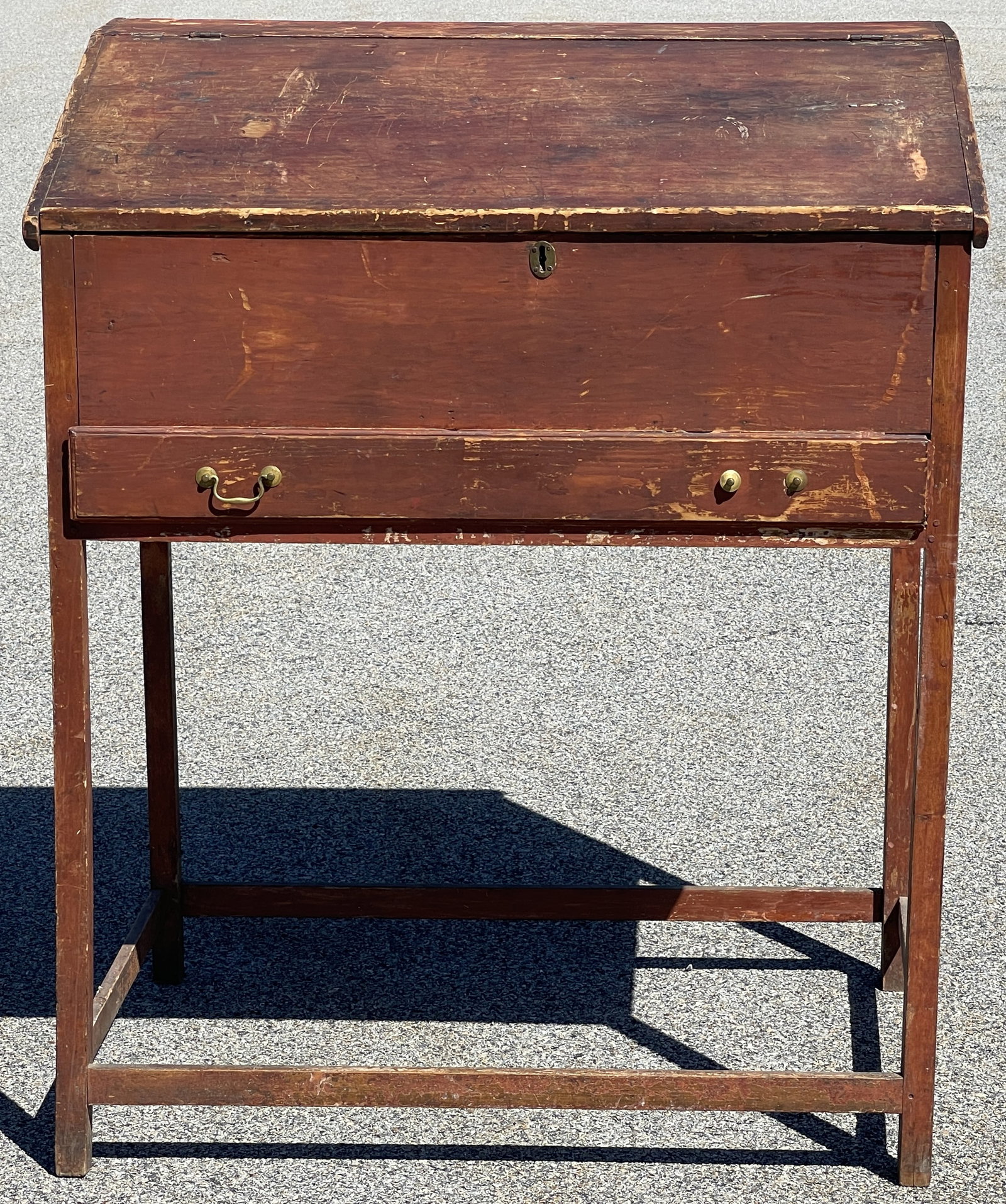 RED PAINTED SLANT FRONT DESK - 2