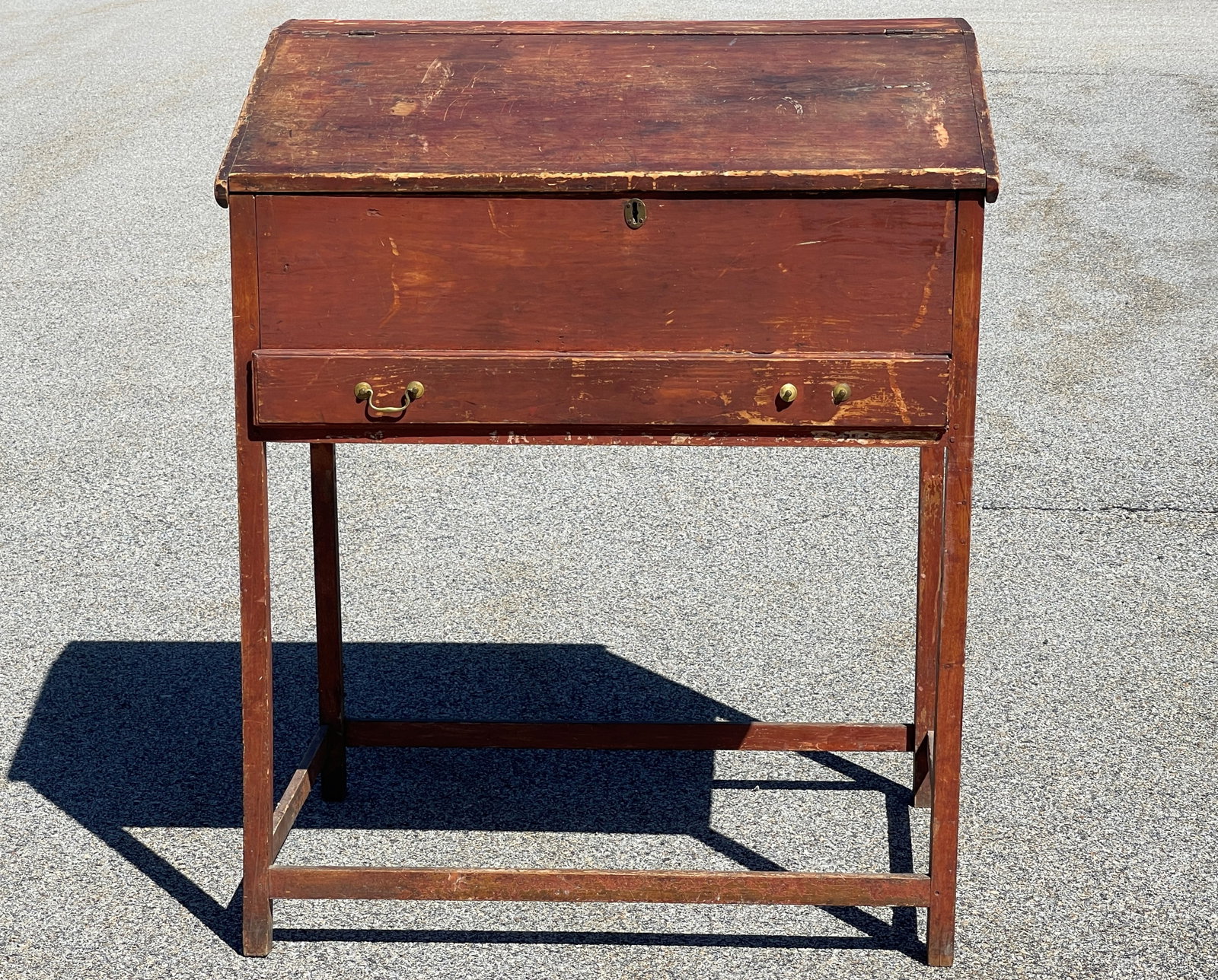 RED PAINTED SLANT FRONT DESK - 5