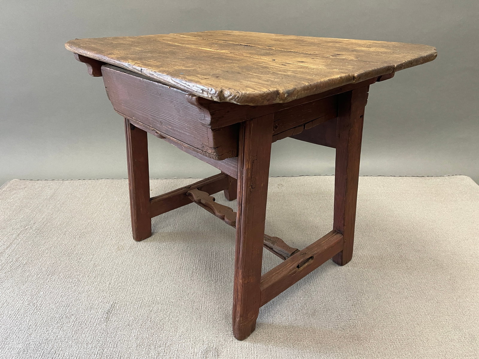 SPLAY LEGGED, RED PAINTED WORK TABLE - 2