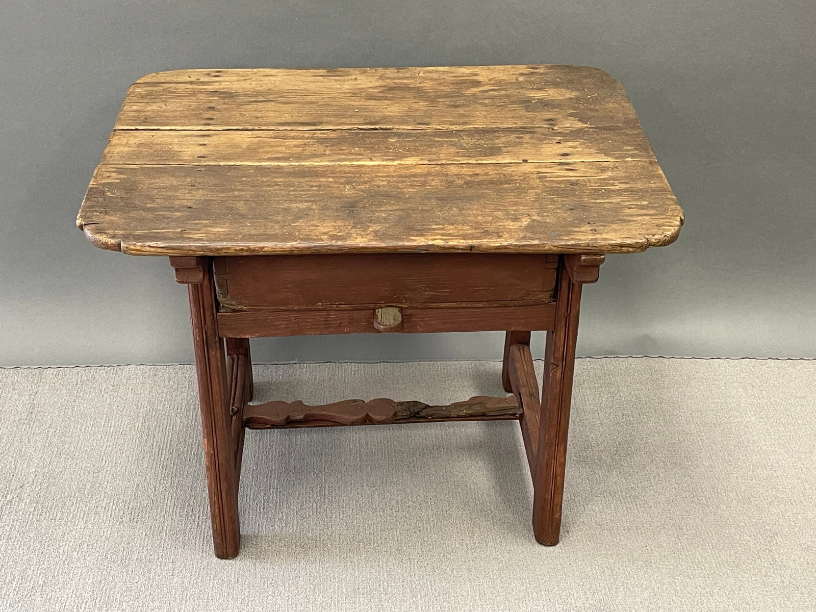 SPLAY LEGGED, RED PAINTED WORK TABLE - 4