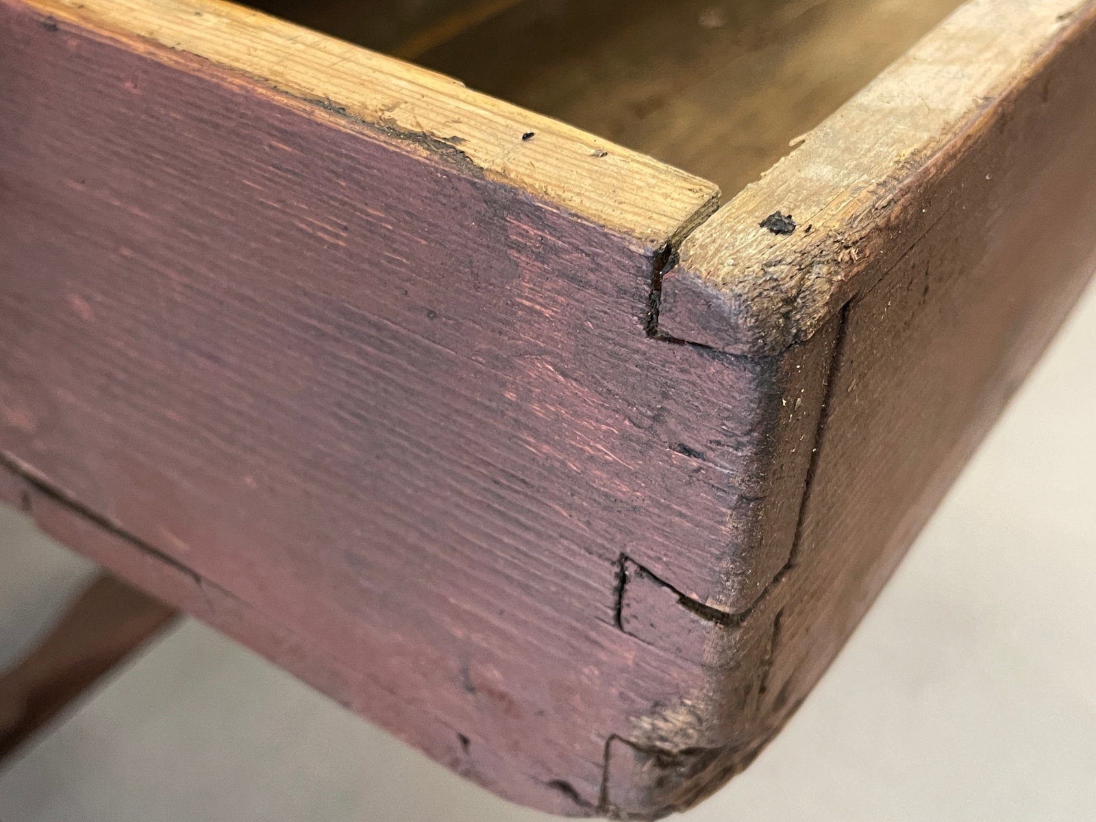 SPLAY LEGGED, RED PAINTED WORK TABLE - 5
