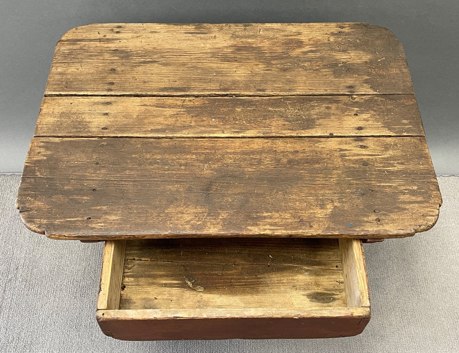 SPLAY LEGGED, RED PAINTED WORK TABLE - 7