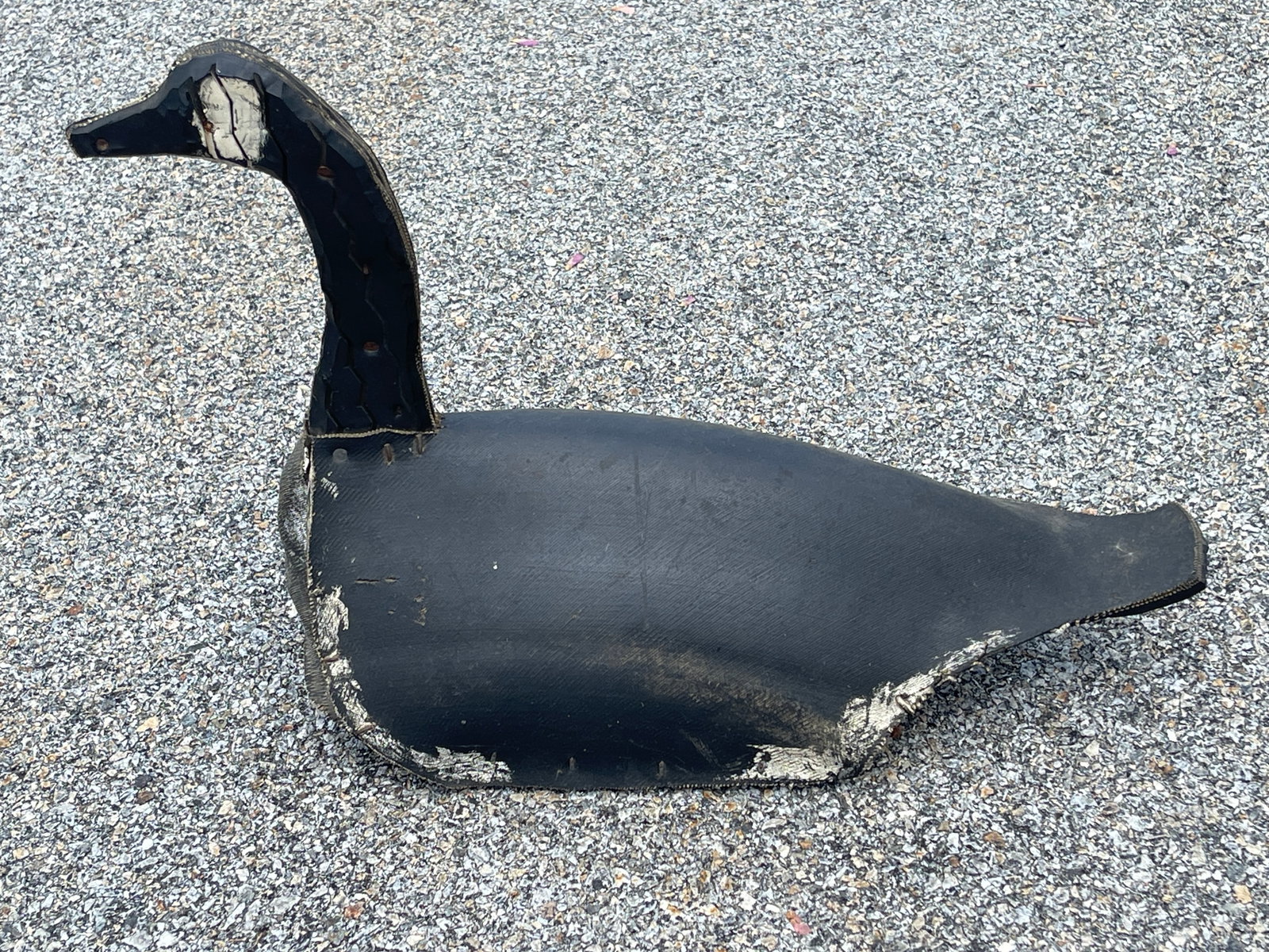 FOLK ART DECOY MADE FROM A TIRE: FOLK ART DECOY MADE FROM A TIRE, 22 X 15