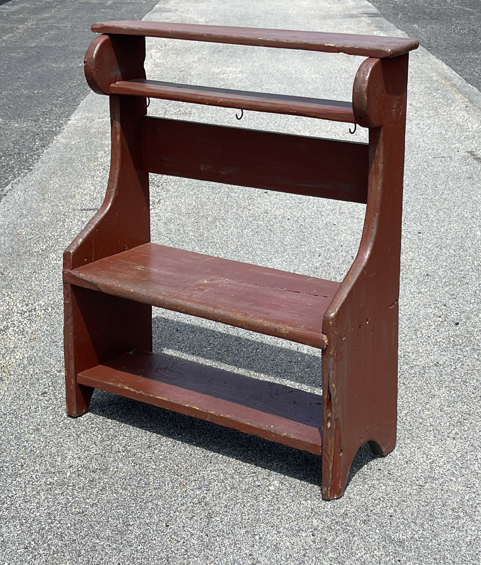 EARLY RED PAINTED BUCKET BENCH - 2