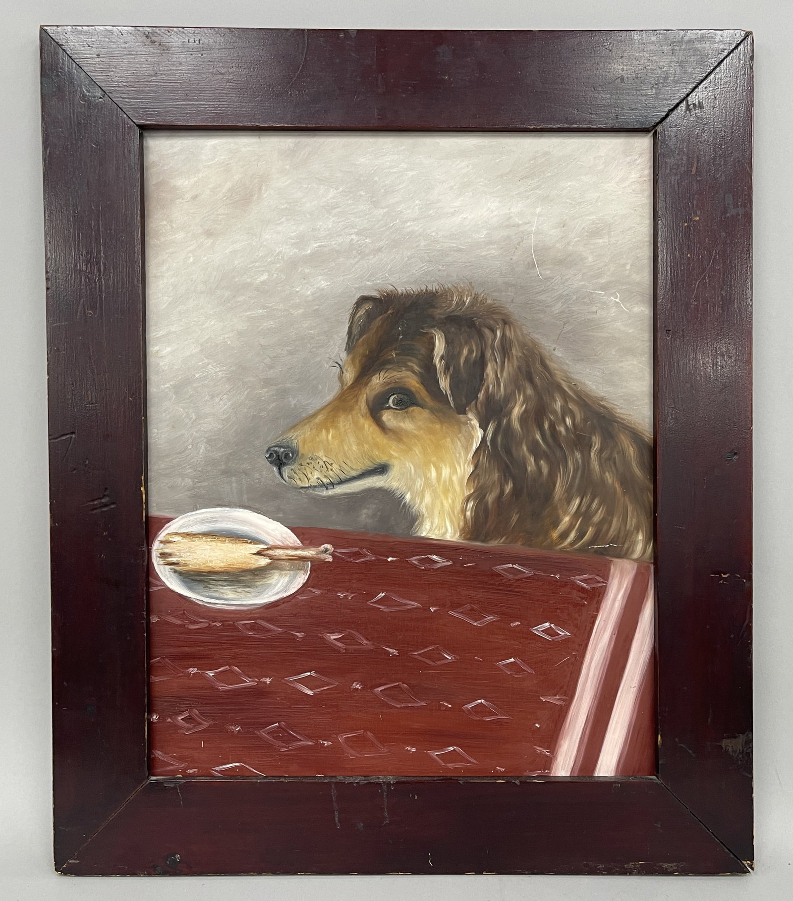 COLLIE DOG PAINTING: COLLIE DOG PAINTING O/AB, C 1900, EXCELLENT CONDITION.