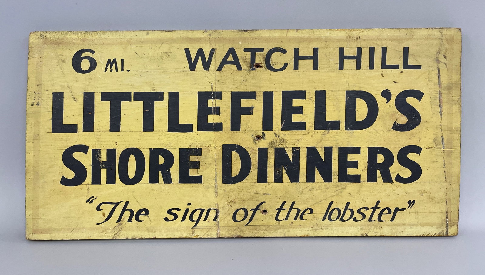 SIGN “SHORE DINNERS: SIGN “SHORE DINNERS” ORIGINAL PAINT, PINE, EARLY 20TH C, EXCELLENT CONDITION.