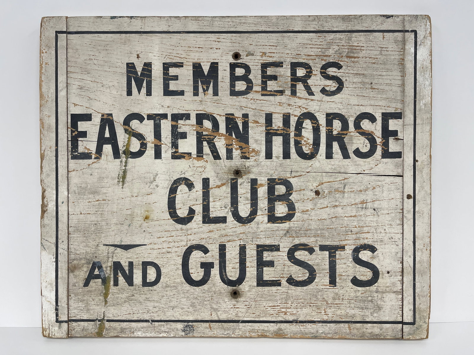HORSE CLUB SIGN: HORSE CLUB SIGN 19TH C, PINE, DRY ORIGINAL PAINT, EXCELLENT CONDITION.