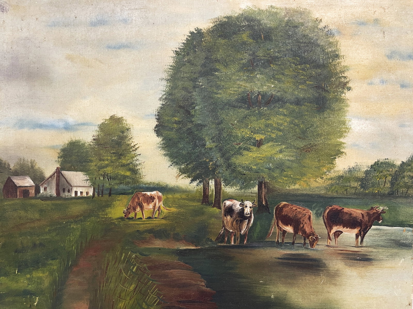 FARMSTEAD WITH COWS AT POND PAINTING (1 of 3)