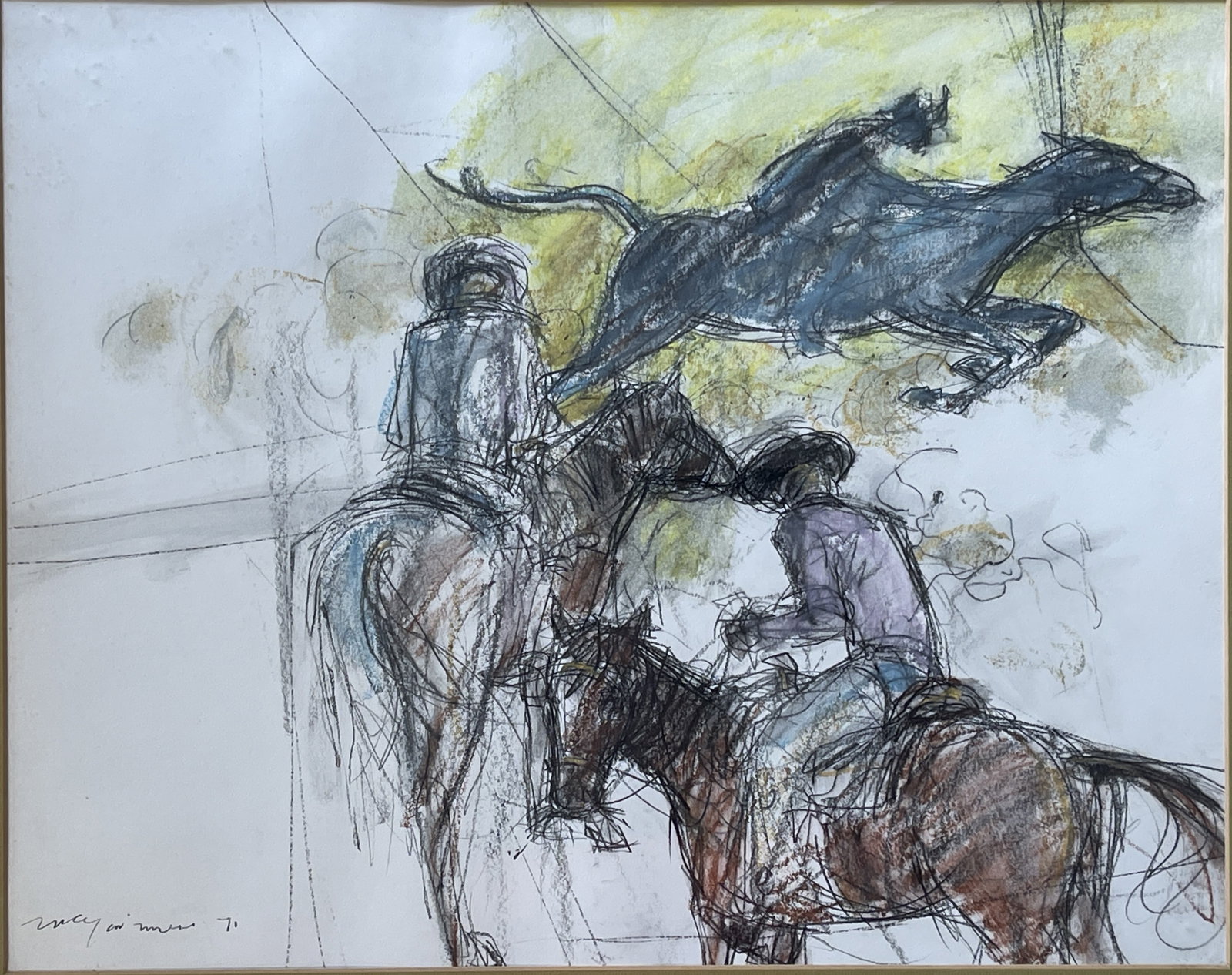 HORSEBACK RIDERS LITHOGRAPH - 2