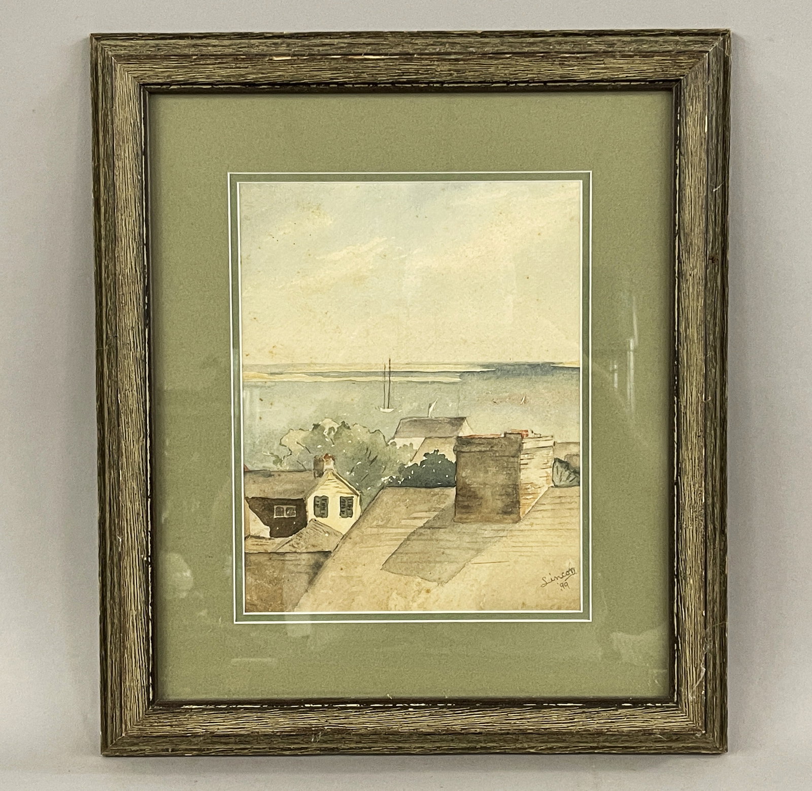 ROOFTOPS SCENE PAINTING: ROOFTOPS SCENE PAINTING MODERN, WC, EXCELLENT CONDITION.