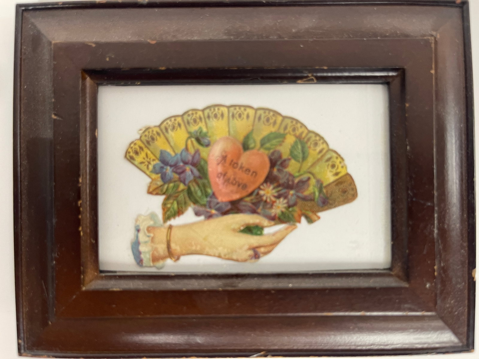 “A TOKEN OF LOVE?? FAN VALENTINE: “A TOKEN OF LOVE” FAN VALENTINE 19TH C, LITHOGRAPH, PERIOD FRAME, EXCELLENT CONDITION.
