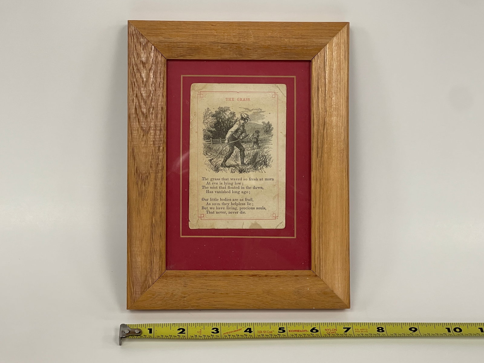 “THE GRASS?? POEM: “THE GRASS” POEM 19TH C, FRAMED, EXCELLENT CONDITION