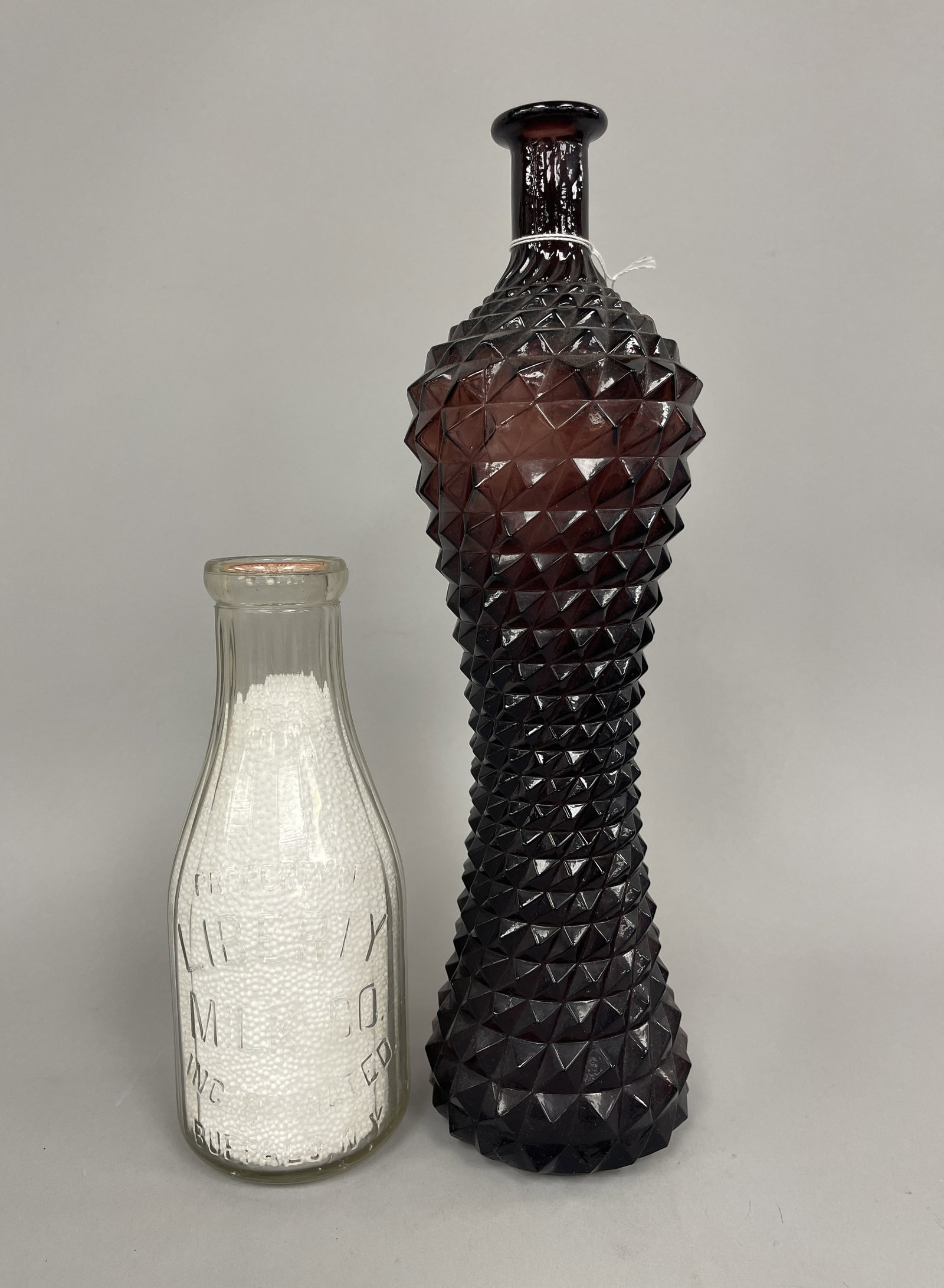 BUFFALO, NY MILK BOTTLE & HOBNAIL VASE (1 of 6)