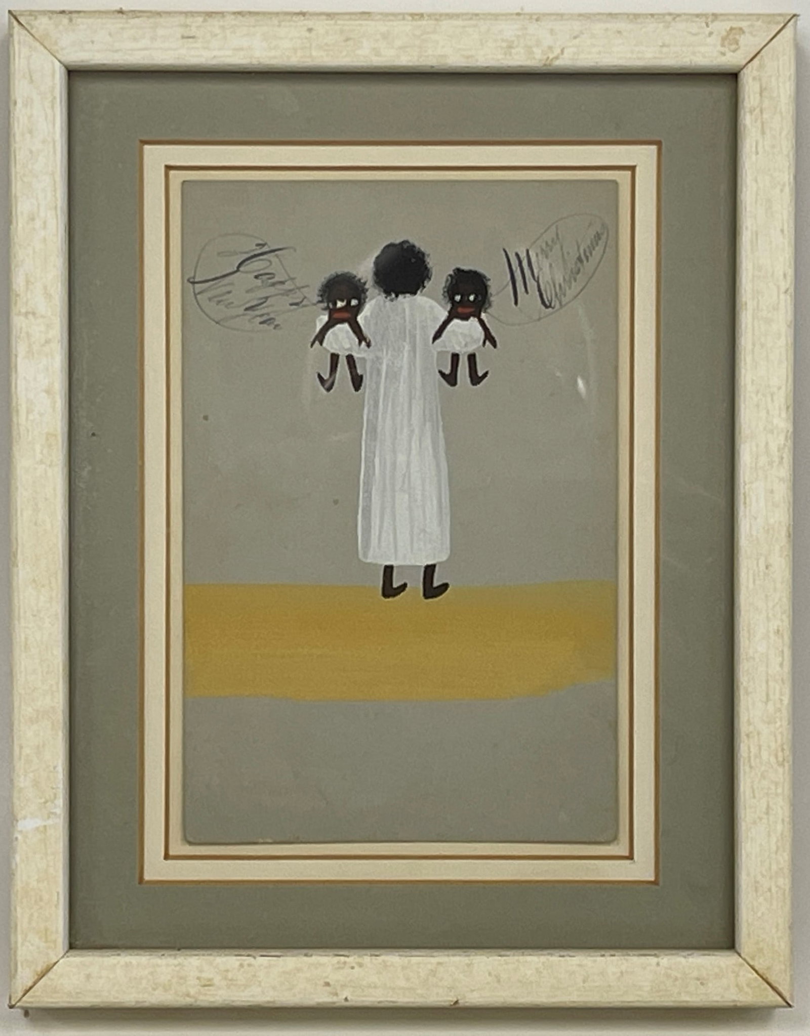 MERRY CHRISTMAS, HAPPY NEW YEAR PAINTING: MERRY CHRISTMAS, HAPPY NEW YEAR PAINTING WC/AB, LATE 19TH C, FRAMED, EXCELLENT CONDITION