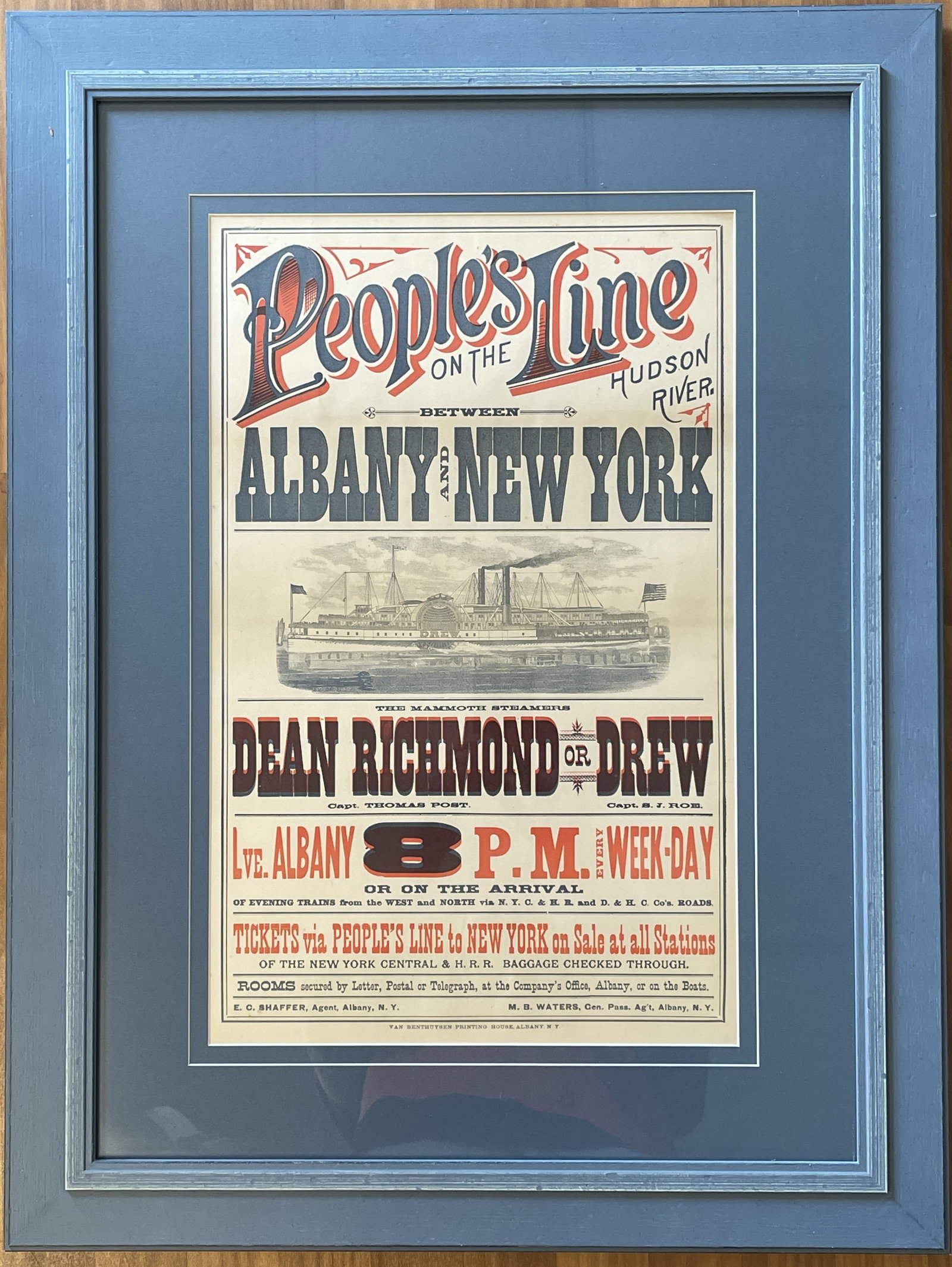 PEOPLE’S LINE BROADSIDE: PEOPLE’S LINE BROADSIDE LATE 19TH C, MODERN FRAMED, EXCELLENT CONDITION