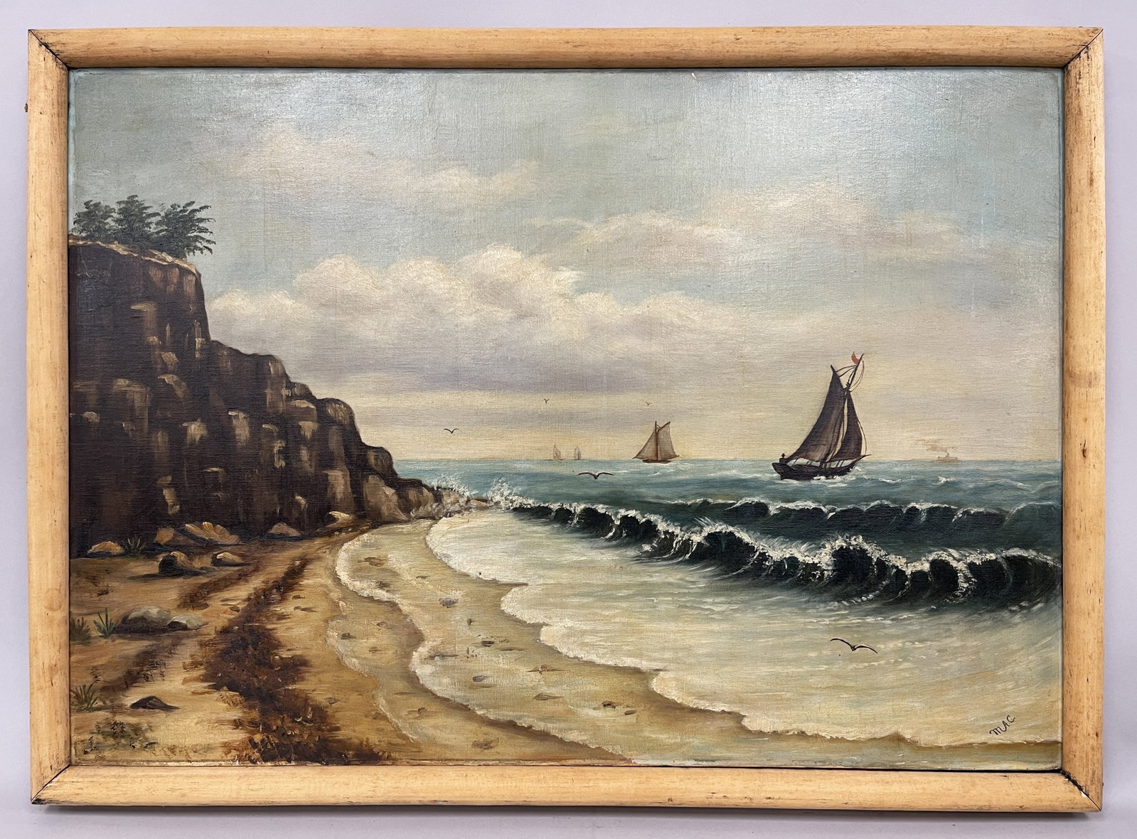SAILBOATS BEYOND SURF PAINTING (1 of 5)