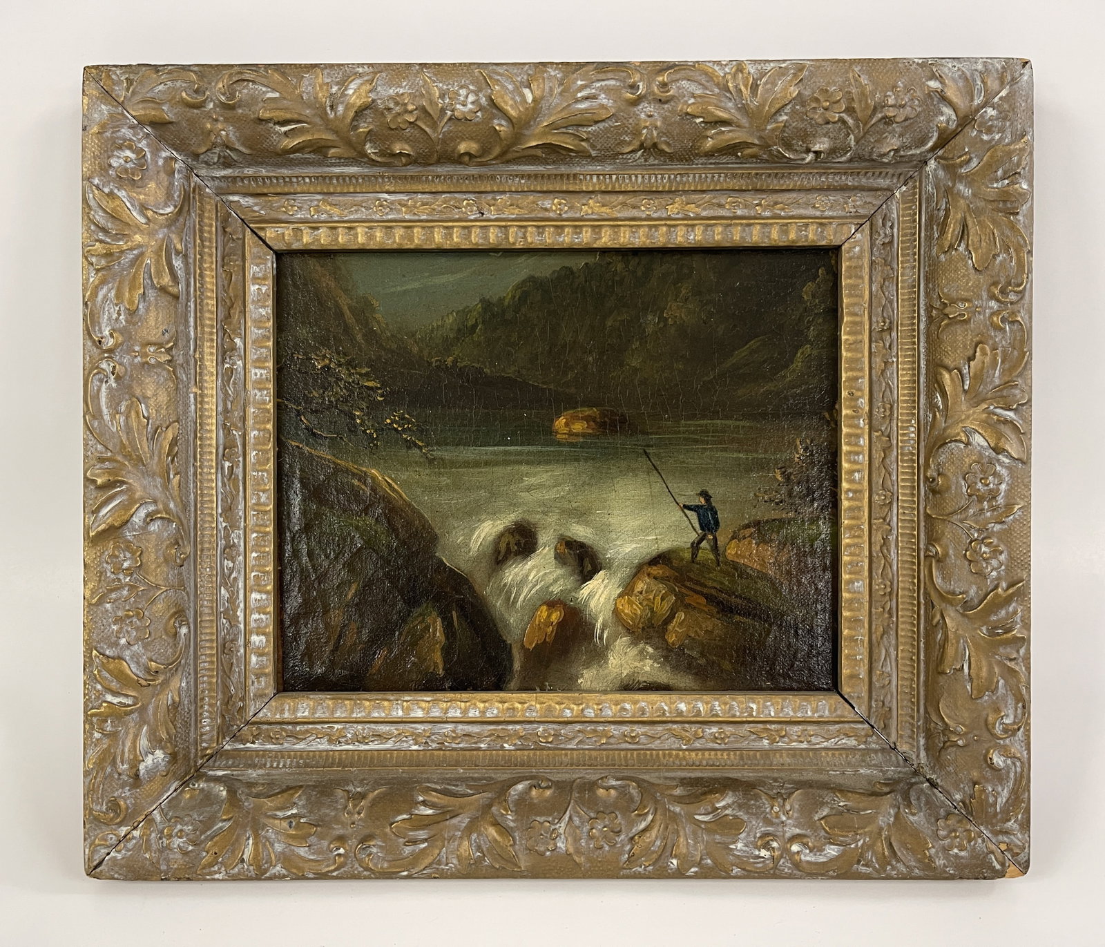 FISHERMAN AT WATERFALL PAINTING (1 of 3)