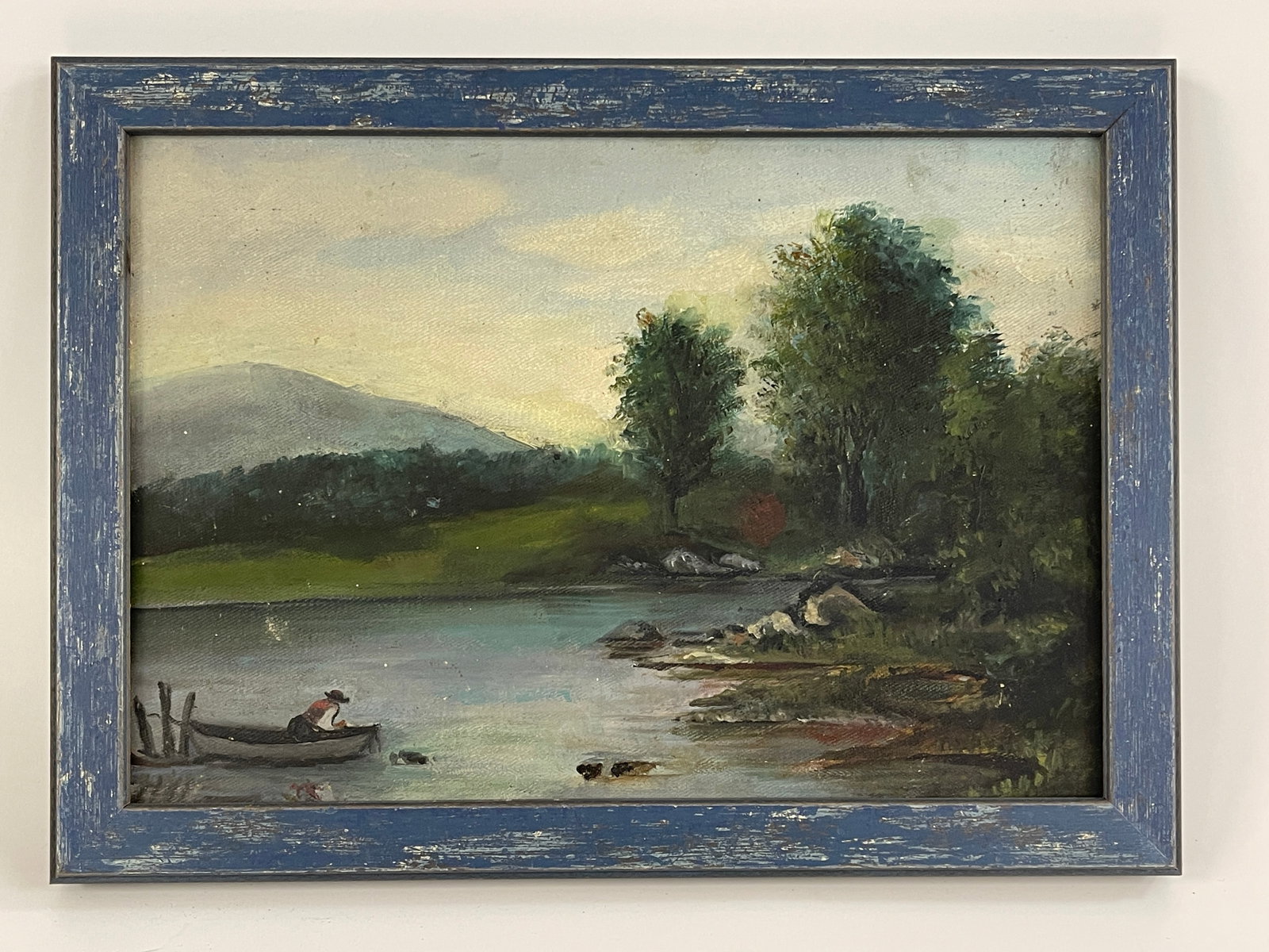 BLUE FRAMED MAN IN ROWBOAT PAINTING (1 of 3)