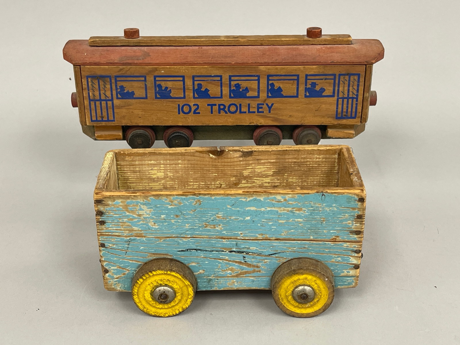 2 SMALL WOOD TRAINS (1 of 2)