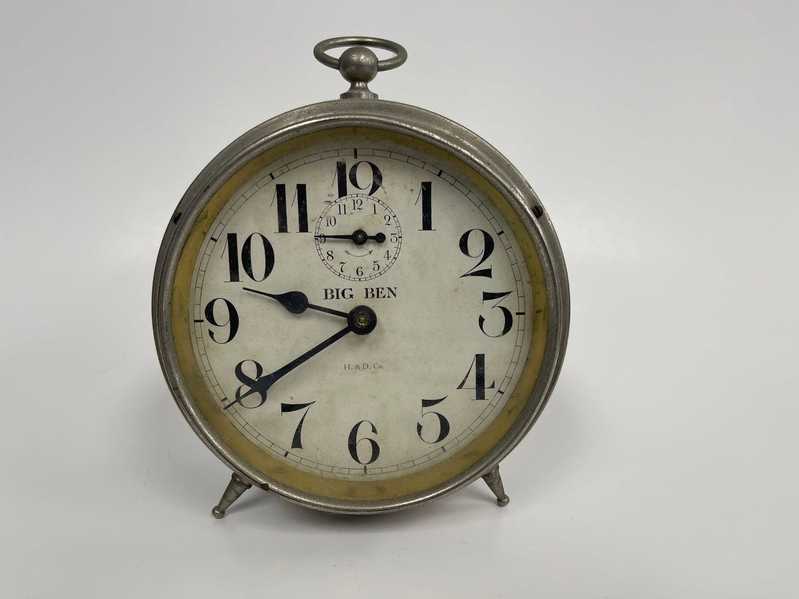 BIG BEN POCKET WATCH TABLE CLOCK: BIG BEN POCKET WATCH TABLE CLOCK PAT 1911, METAL CASE, EXCELLENT CONDITION