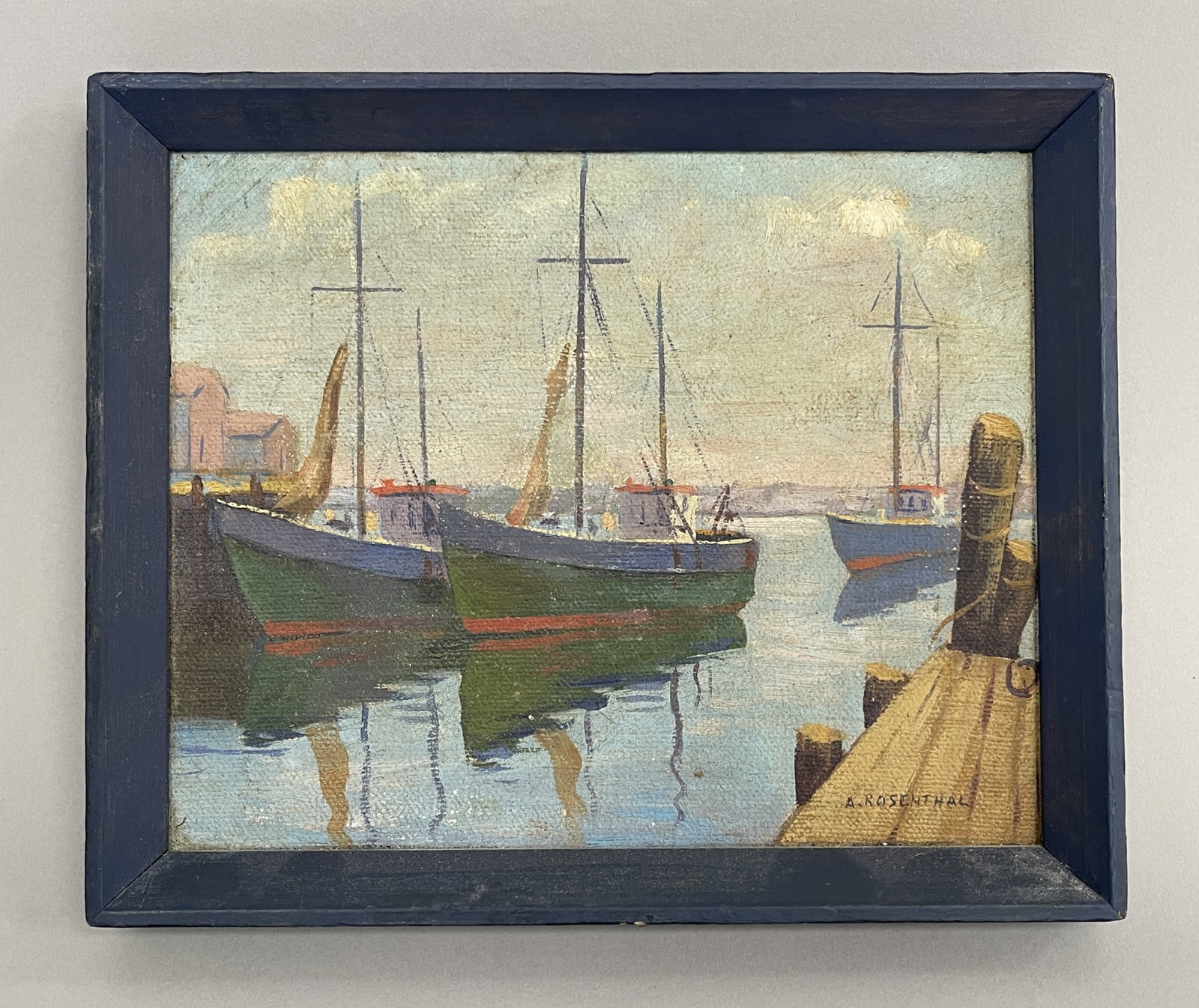 FISHING BOATS HARBOR SCENE PAINTING (1 of 4)