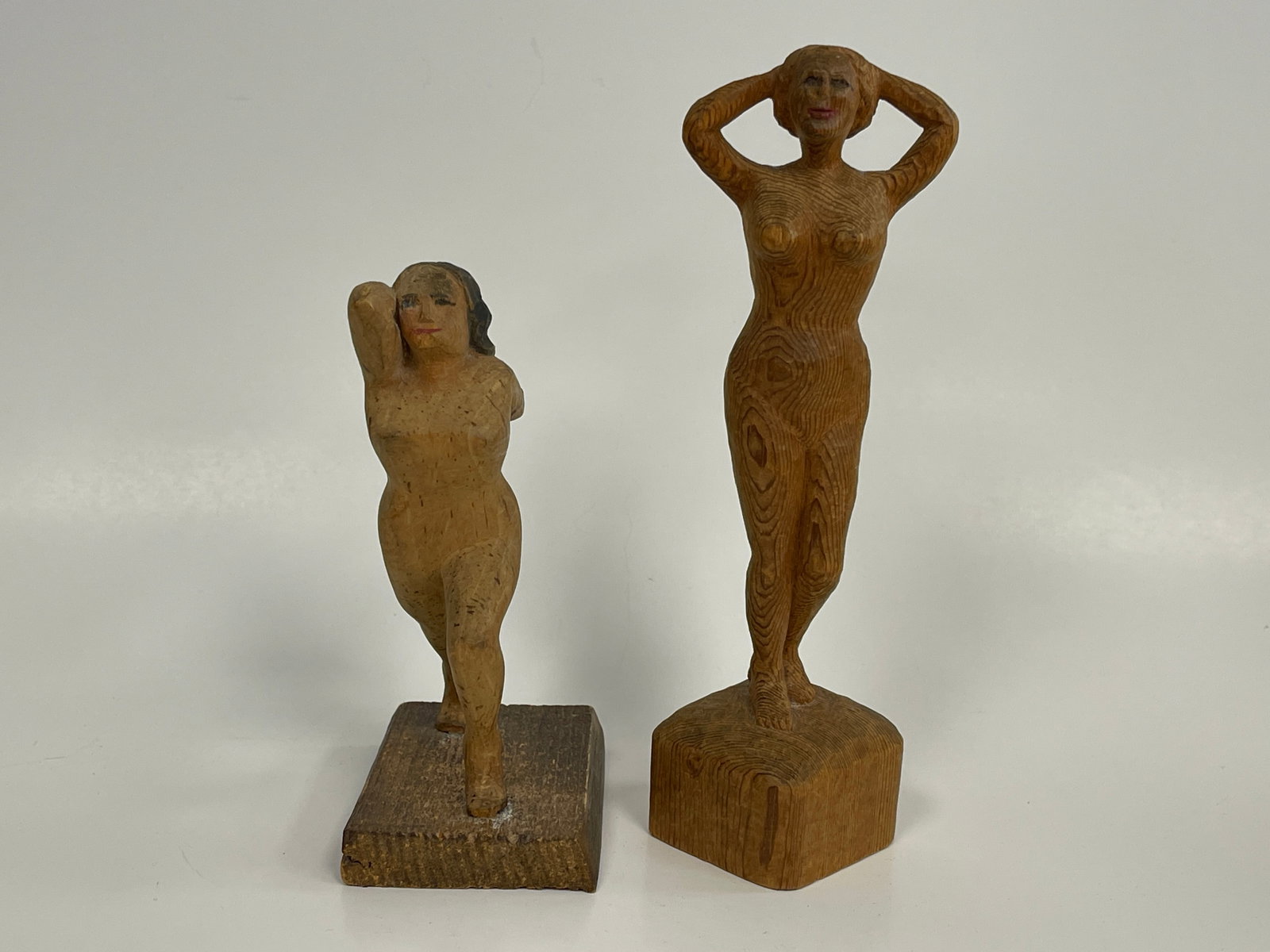2 CARVED NUDES: 2 CARVED NUDES LATE 19TH C, PINE, GOOD PATINA, EXCELLENT CONDITION