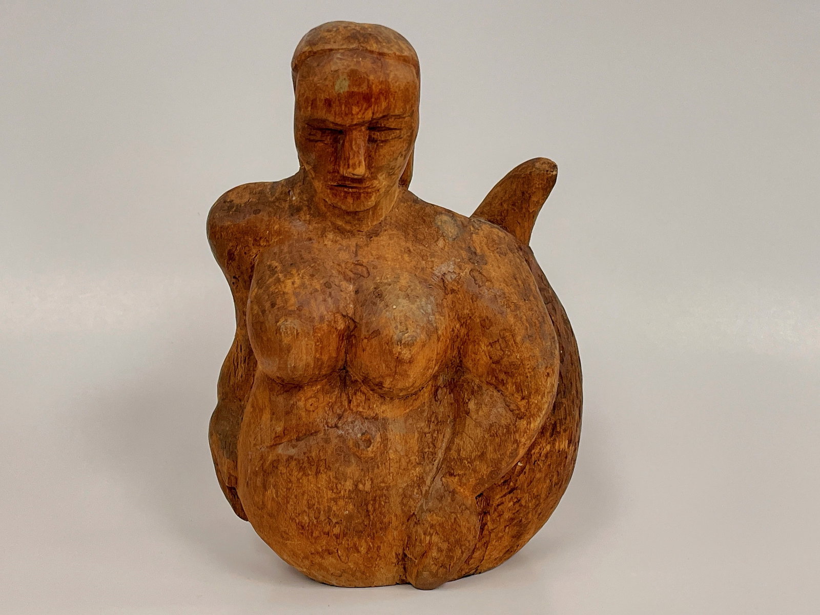 CARVED MERMAID: CARVED MERMAID EARLY 20TH C, GOOD PATINA, WORN ORIGINAL FINISH, EXCELLENT CONDITION