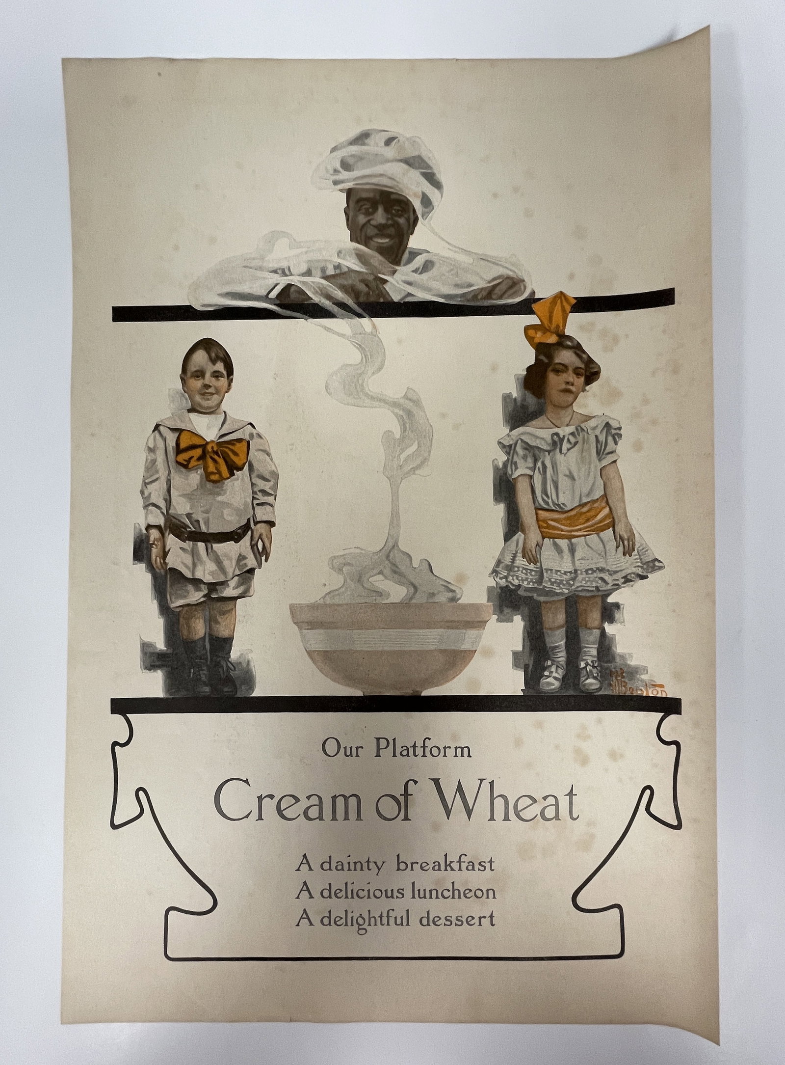 CREAM OF WHEAT BROADSIDE: CREAM OF WHEAT BROADSIDE C 1900, UNFRAMED, EXCELLENT CONDITION